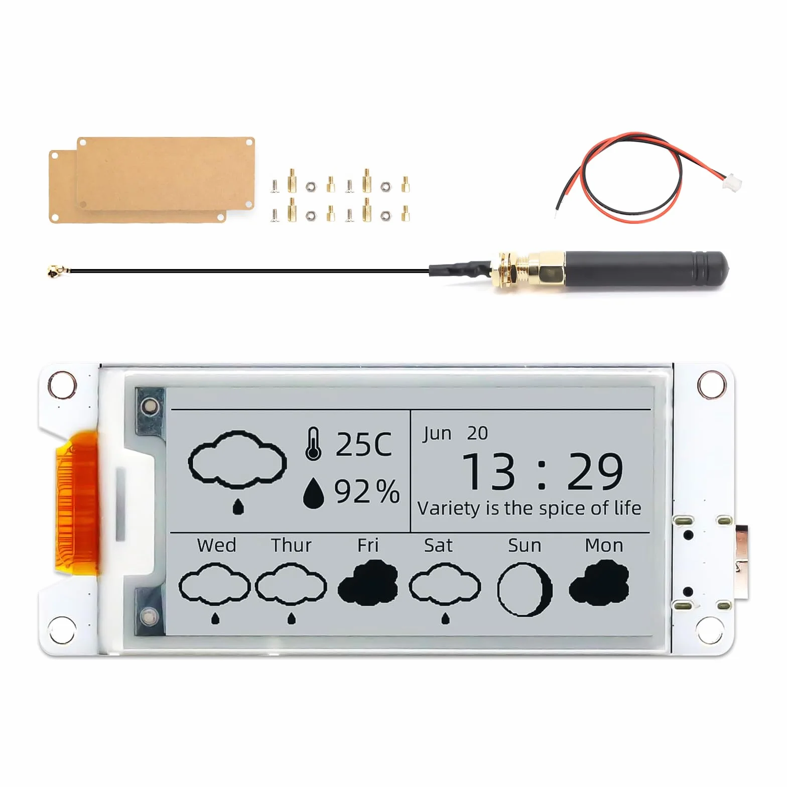 2.13" E-Ink Lora Display Binghe 2.13" E-Ink Lora Display con ESP32-S3 Lora Placa de Desarrollo con Placa acrílica/Cable de batería/Antena Soporte WIFILORA Bluetooth Compatible con Arduino