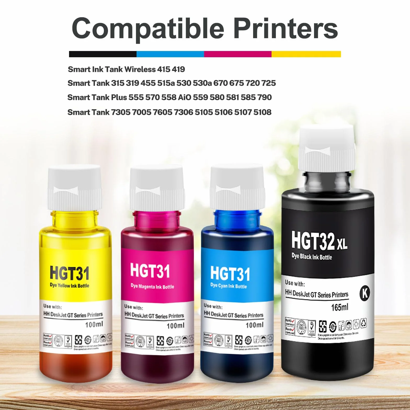 31 y 32XL Tinta Impresora Smart Tank Plus 555 455 para Tinta Smart Tank 5105 5106 para Smart Tank Plus Impresor 5105 5106 5107 5108 455 457 415 555 559 570 580 581 585 655 675 7005 7006 7305 7306 7605