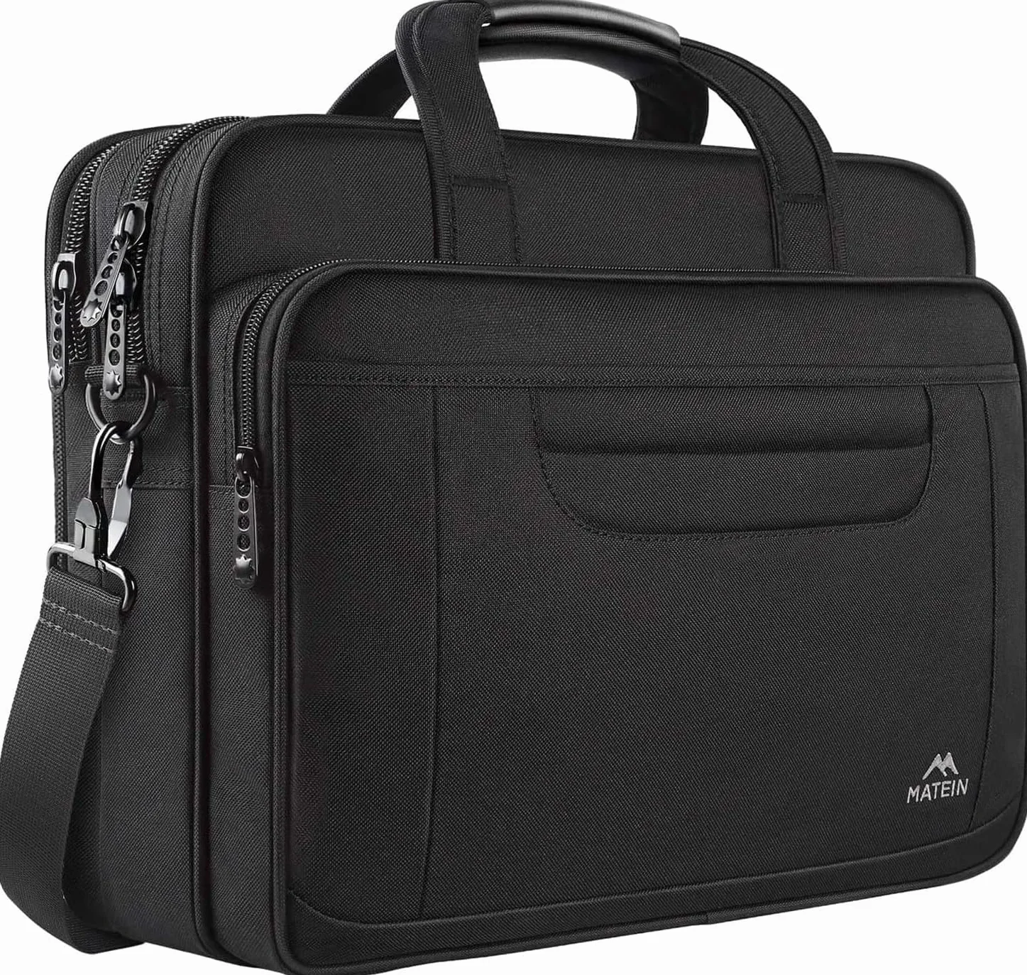MATEIN Bolso para Computadora Portátil de 17 Pulgadas, Bolso de Hombro, Maletín de Negocios Grande Multifuncional, Aplicar para Hombres/Escuela/Viaje/Ordenador Portátil, Negro