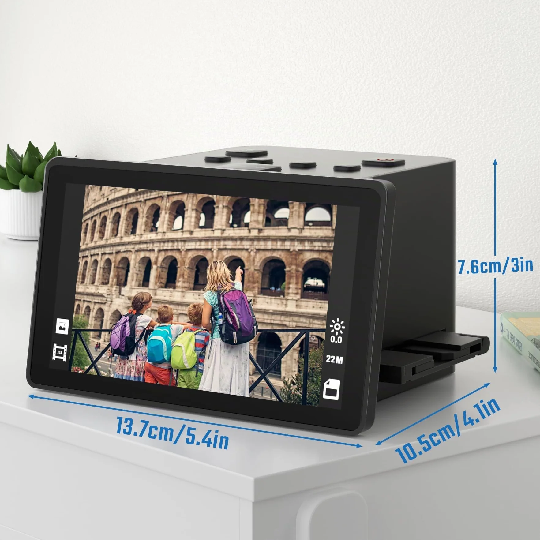 Escáner digital de películas y diapositivas con gran pantalla LCD de 5 pulgadas, escáner negativo y escáner de diapositivas para digitalizar, convierte 135, 126 KPK, 110 negativos y película Super 8 a