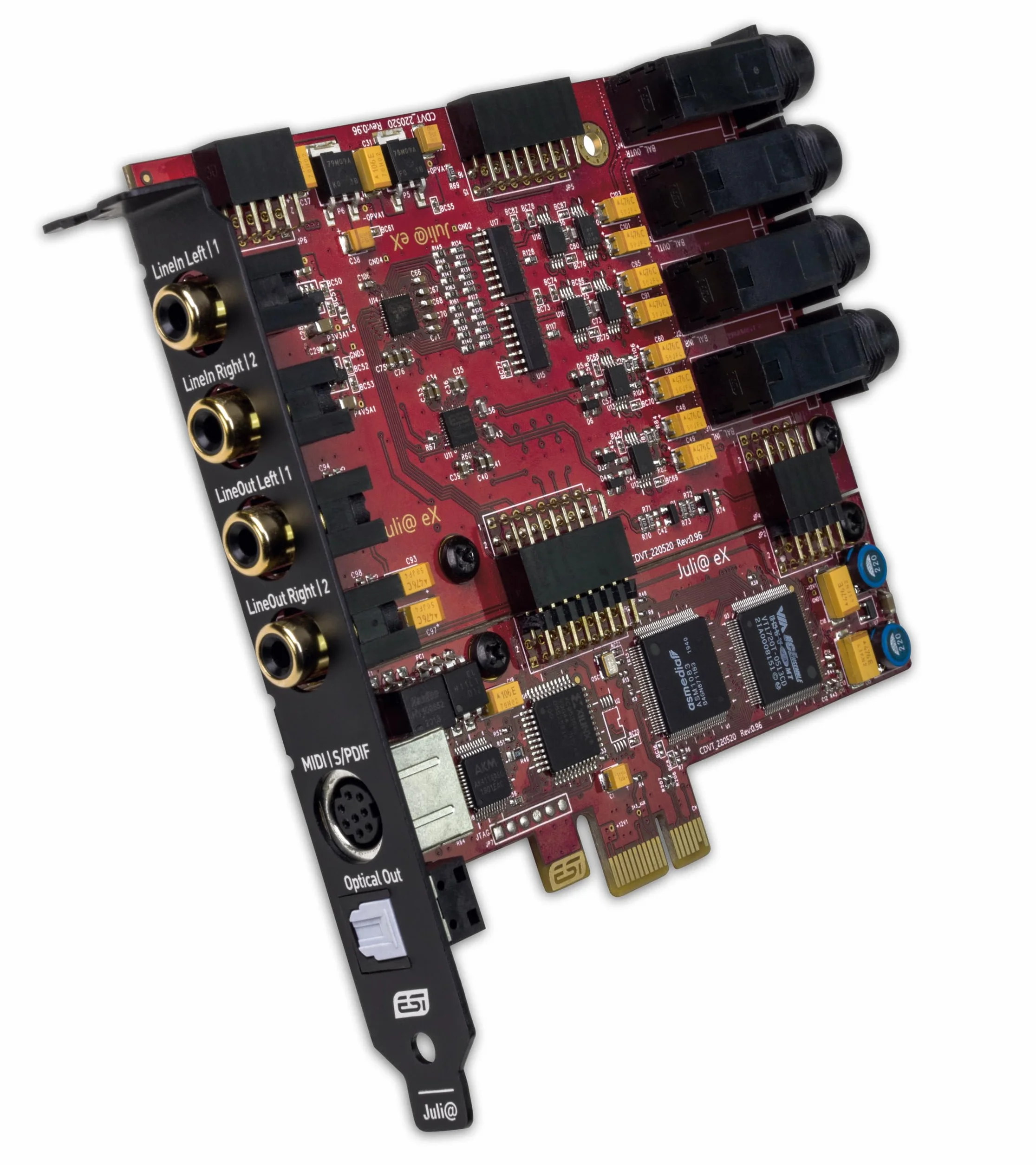 ESI Juli@ eX | Tarjeta de Audio PCIe de 32 bits 192kH con 4 entradas/Salidas para Audio de la Mejor Calidad