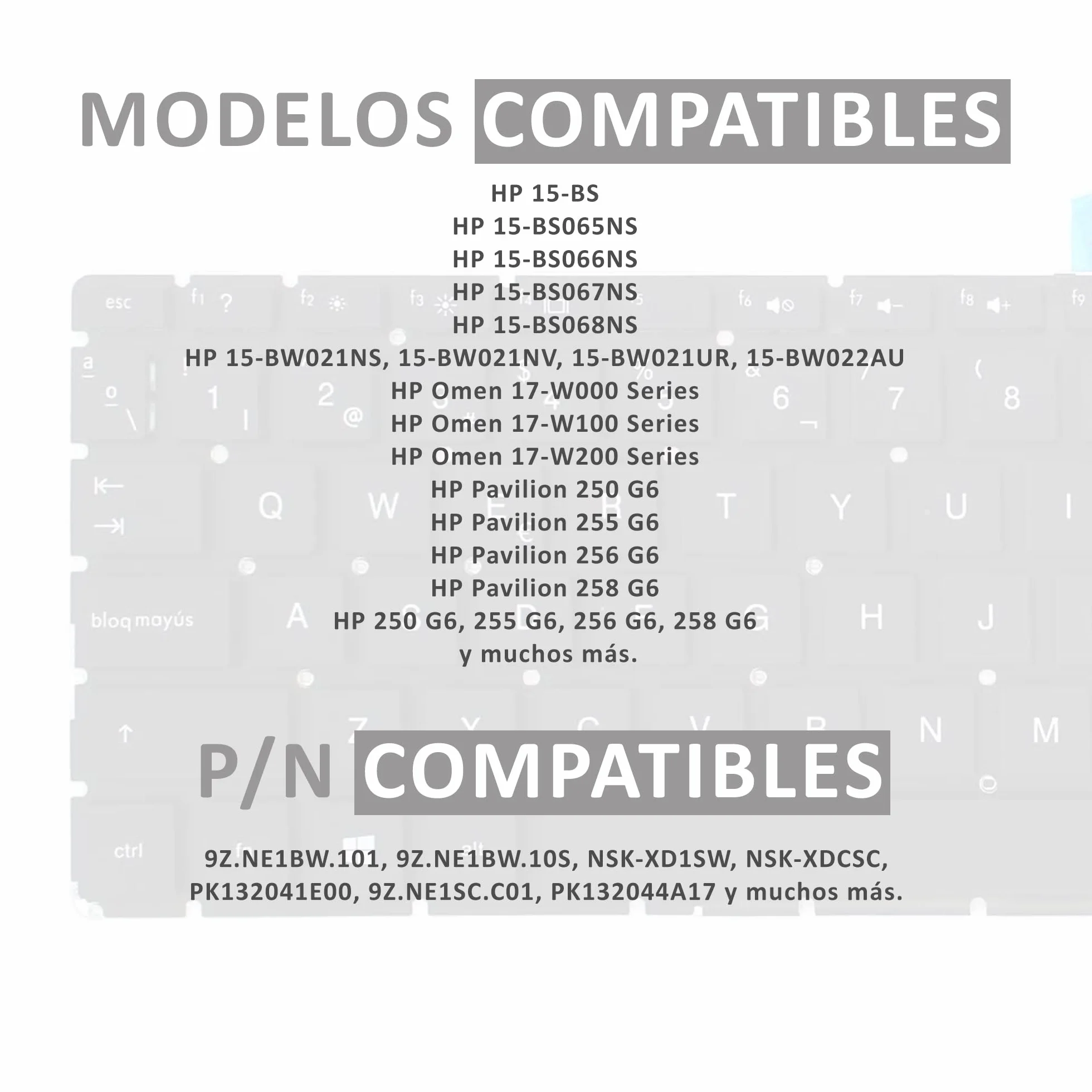 PORTATIL MOVIL - Teclado Compatible con HP Pavilion 250 G6 255 G6 256 G6 258 G6 (Intro PEQUEÑO) Teclas Recambio Keyboard Replacement Piezas Renovar Interior Laptop PC Computadora Fácil