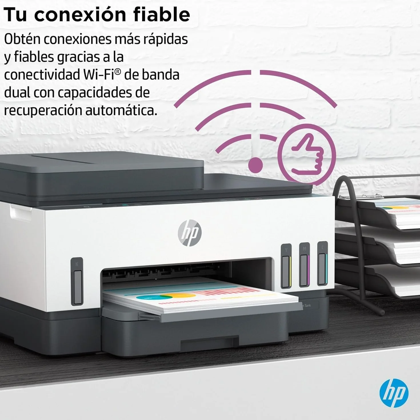HP Smart Tank 7305 28B75A -Impresora A4 Multifunción con Deposito de Tinta Recargable, Impresión a Color, Escaner, Copiadora, Wi-Fi, Smart App, Blanca y Gris Oscuro
