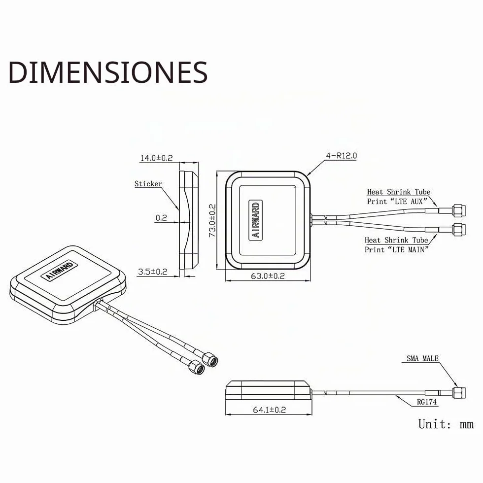 Superbat Antena 4G LTE Doble Banda Mimo 698-2700MHz con Montaje Adhesivo, Antena Omnidireccional SMA Macho Impermeable para Router 4G LTE, Puerta de Enlace Celular, WiFi Hotspot, Módem USB etc