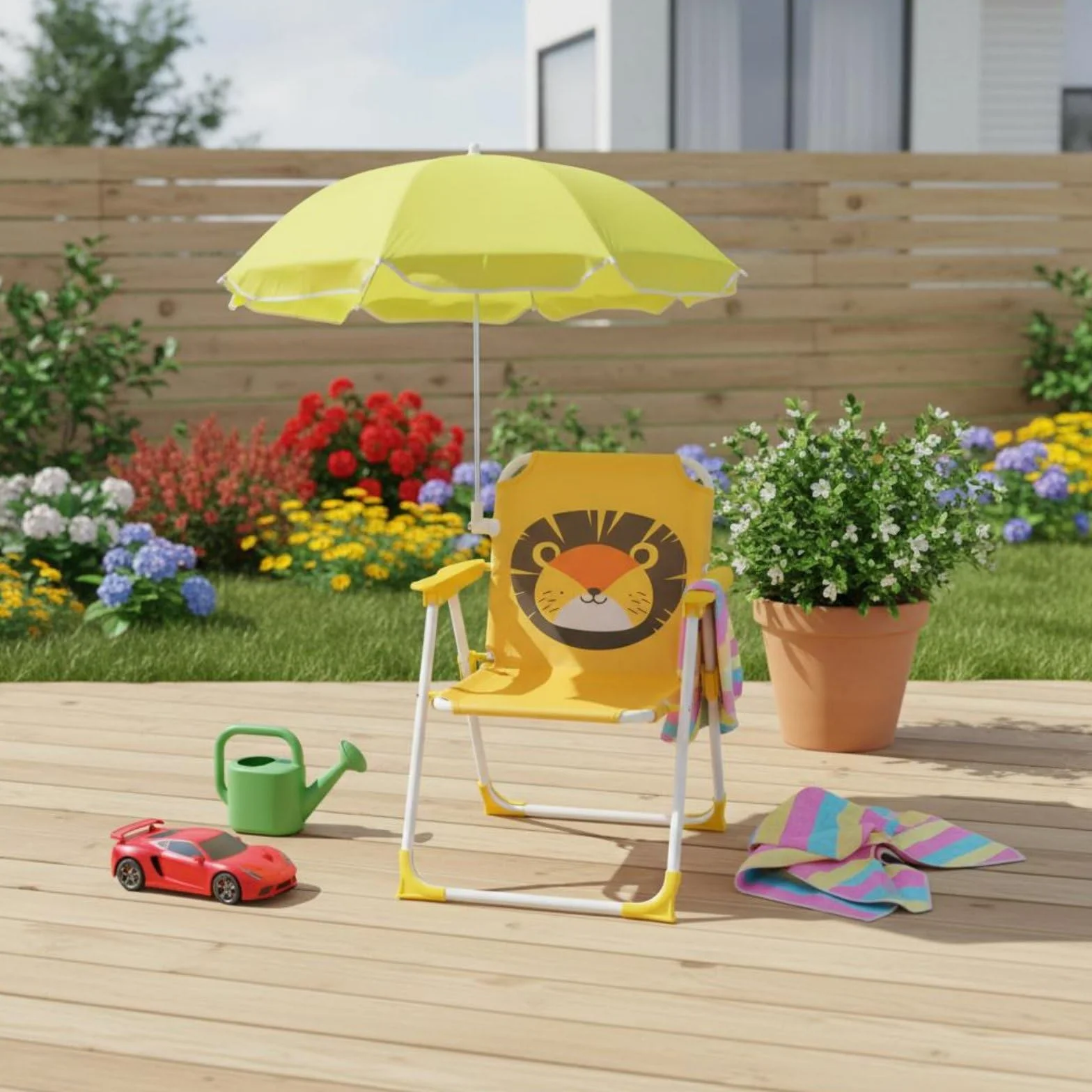Predolo Silla de Playa Infantil con Sombrilla Protección Solar Plegable para Niños Unicornio