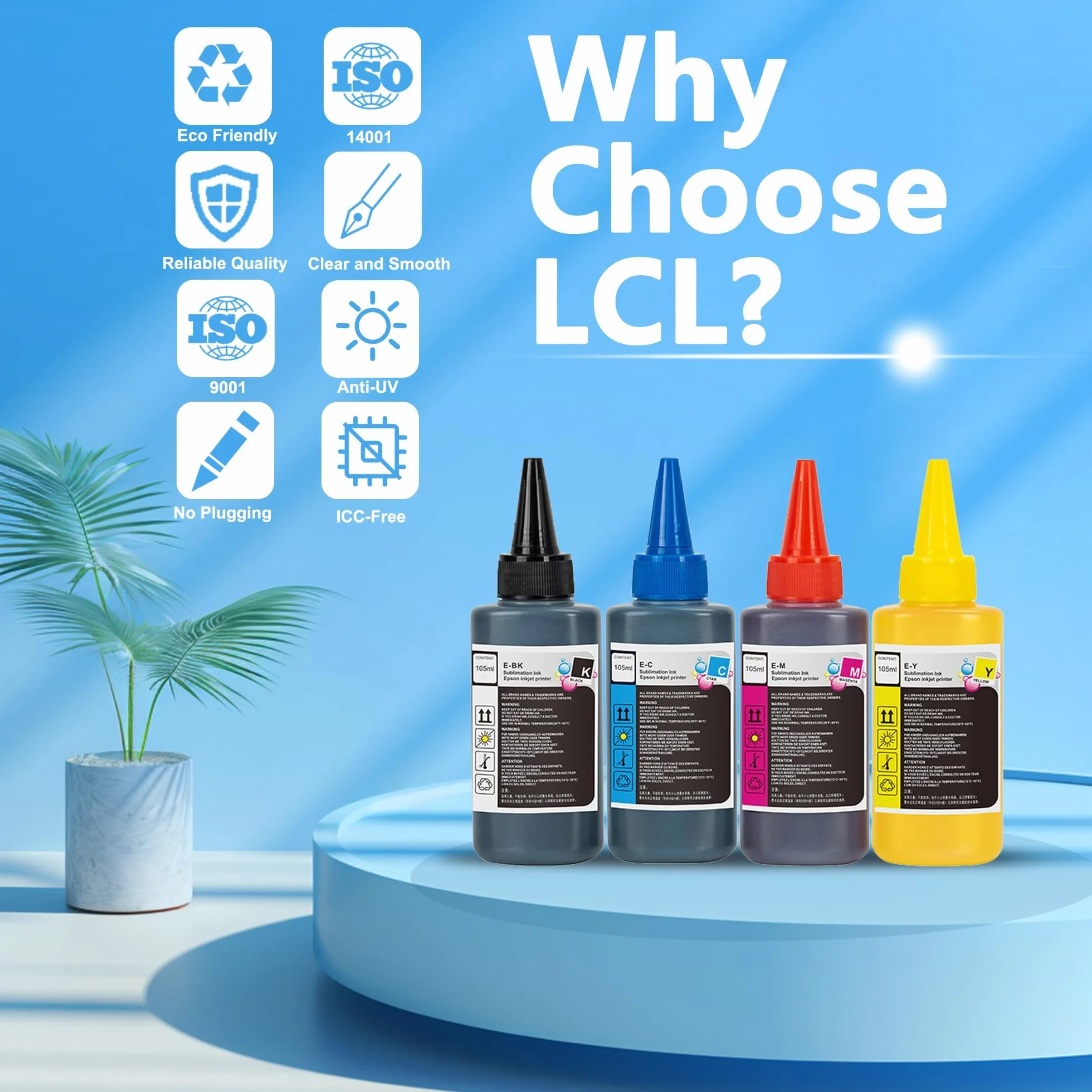 LCL 420ml Recambio de Tinta de sublimación Reemplazo para Epson ET2720 ET2760 ET2800 ET2803 ET2850 ET4800 ET15000 ET3760 ET-4800 ET-4700 ET-3830 ET-3850 for Heat Transfer Mug, Tumbler, T Shirts