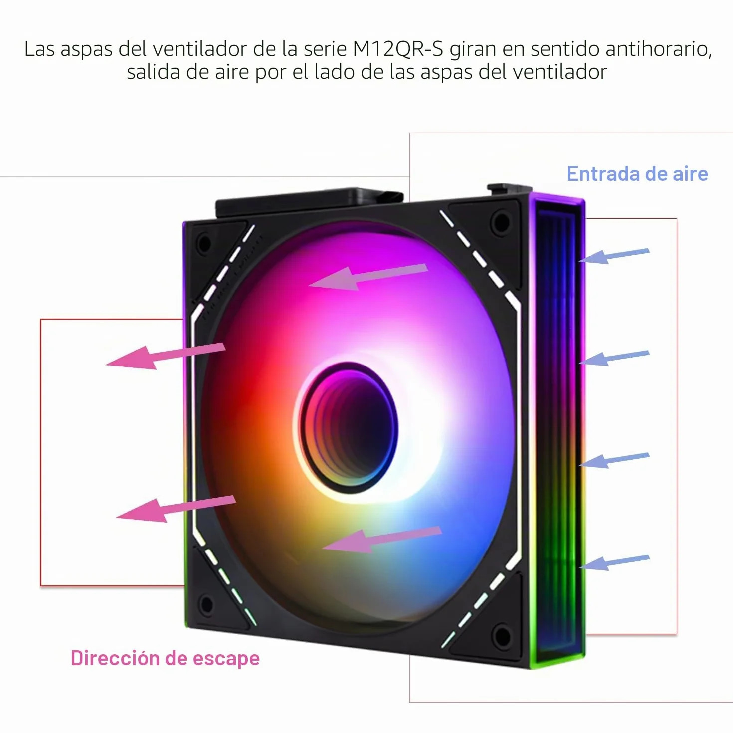 Thermalright TL-M12QR-S X3 - Ventilador de caja (120 mm, silencioso, función PWM, efecto de iluminación Infinity Mirror ARGB, diseño de hoja de ventilador inverso, módulo de chip de alimentación