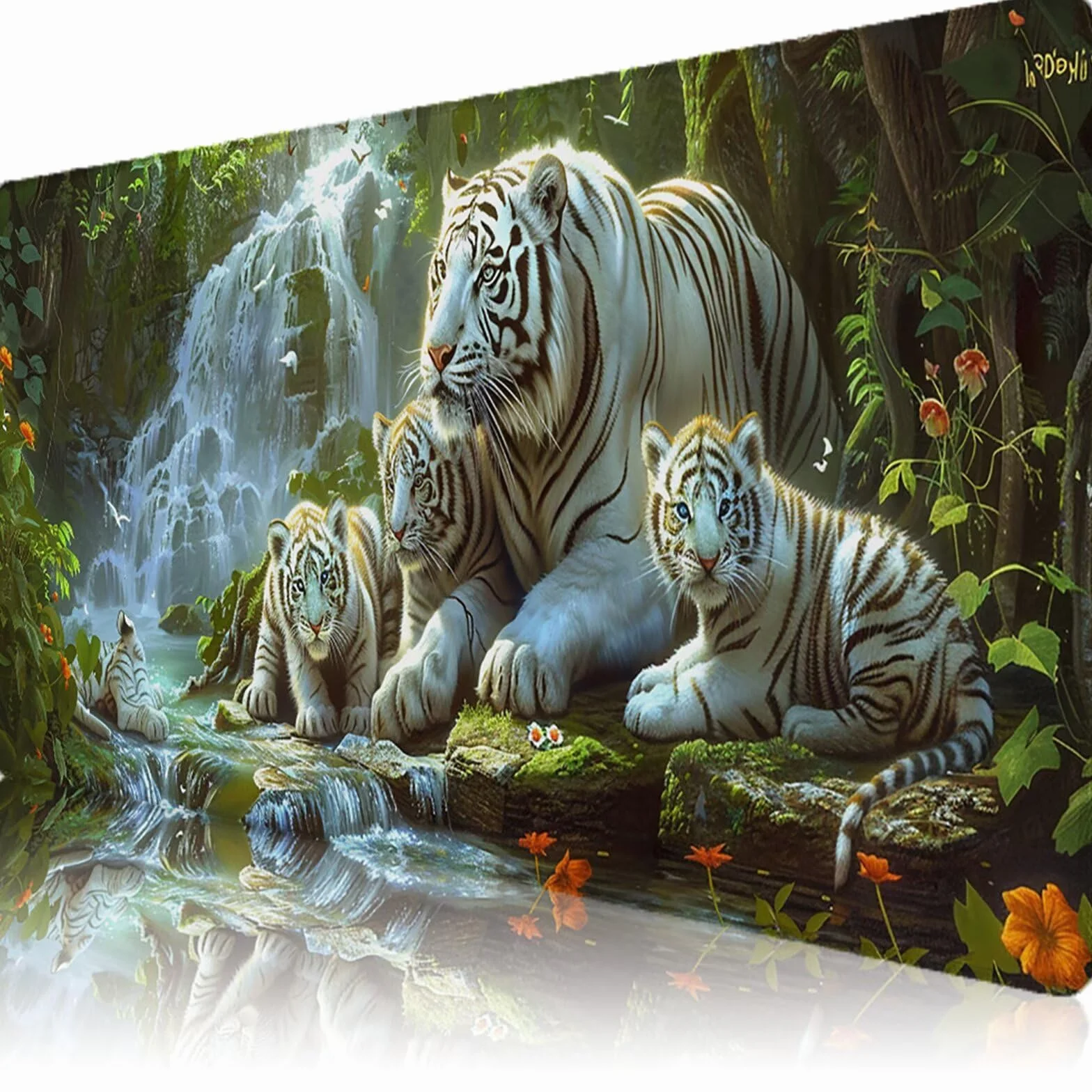 Alfombrilla Ratón XXL 1200 x 600 x 3 mm, Alfombrilla Escritorio, Caer Grande Protector de Mesa con Base de Goma Antideslizante y Bordes Cosidos, Impermeable, para Oficina, PC, Gaming (Tigre) L-x6150