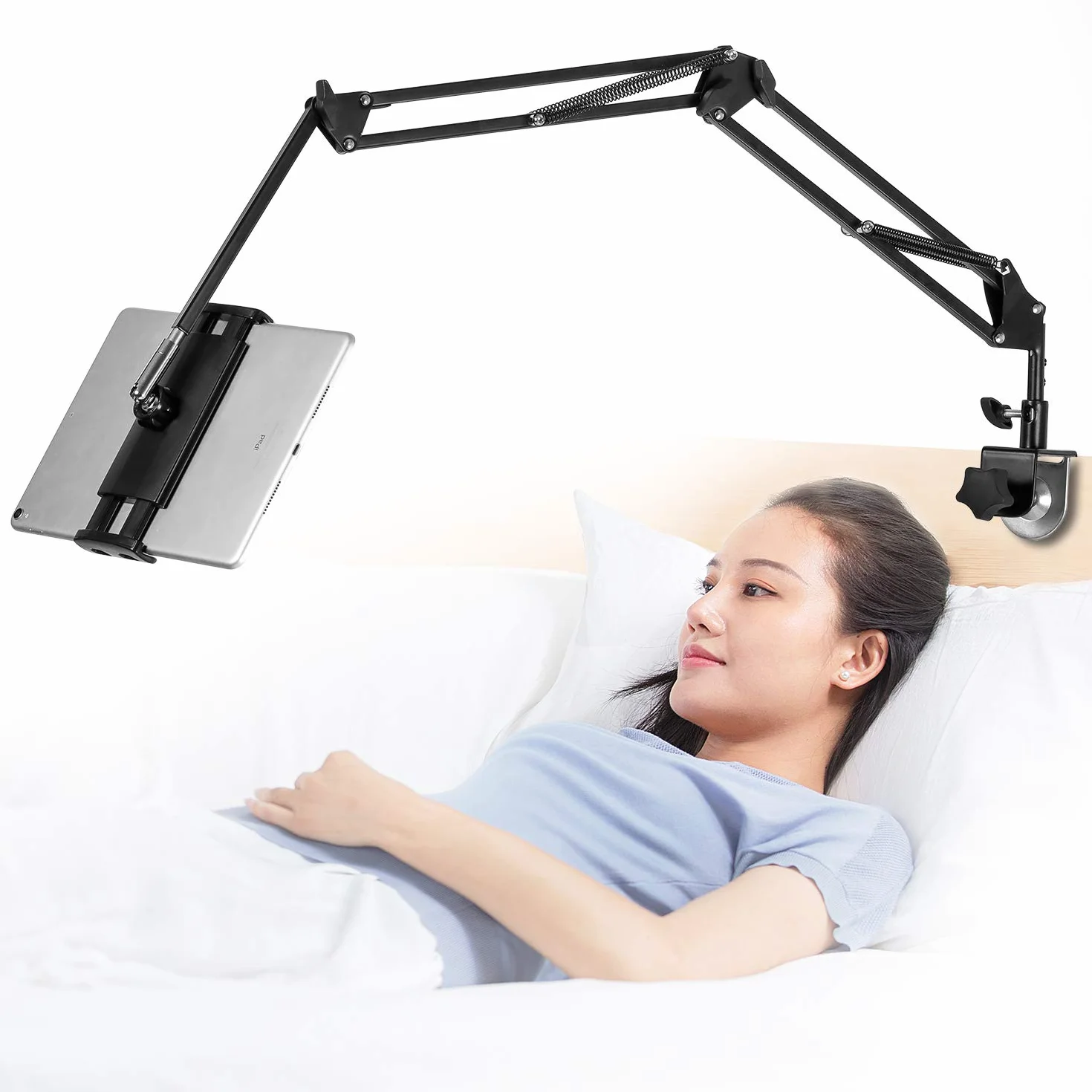 SAMHOUSING Soporte giratorio de 360 grados para tablet y teléfono – Brazo de aluminio estable para iPad y otros dispositivos de 4,5 a 12,9 pulgadas