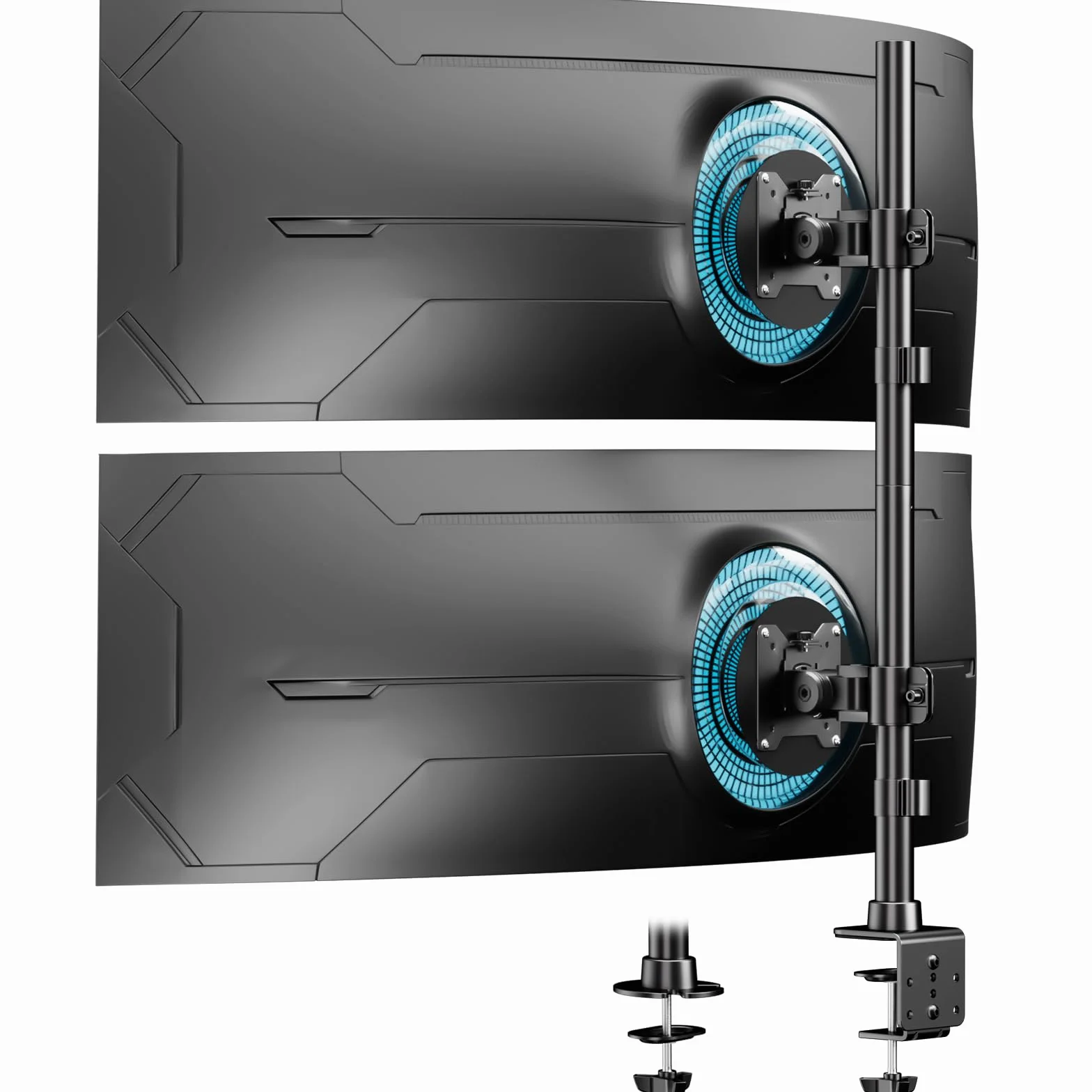 Soporte Vertical Monitor Doble, Soporte de Pantalla apilable Vertical de 803 mm con Poste Extra Alto para monitores de 17”- 49” con rotación de inclinación, Peso de 2-20 kg por Brazo VESA 75/100 mm