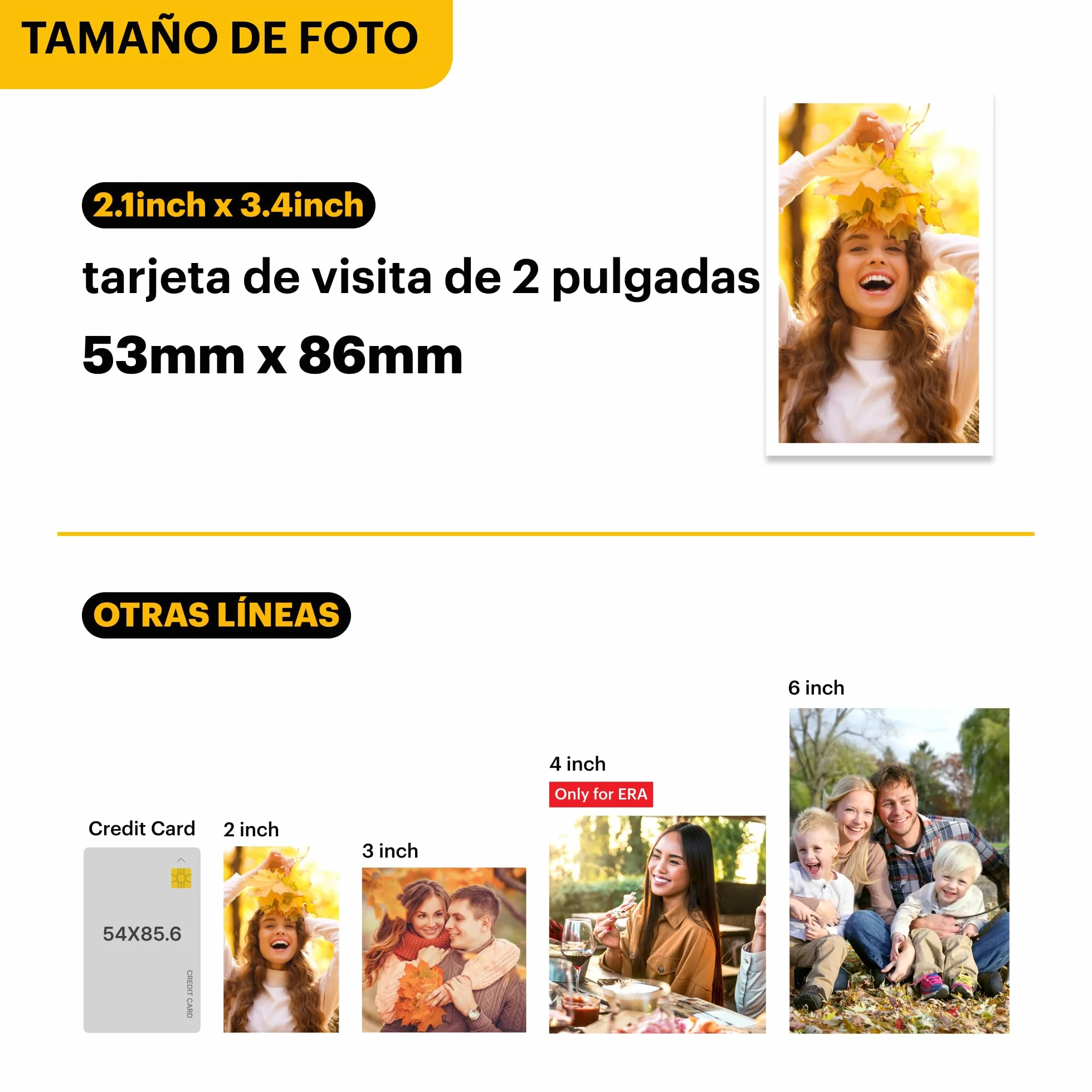 KODAK Mini 2 ERA 4PASS Impresora de Fotos Portátil (5,3x8,6cm) (Impresora + Pack de Regalo con 38 Hojas (8 Hojas Iniciales + 30 Hojas), Amarillo)