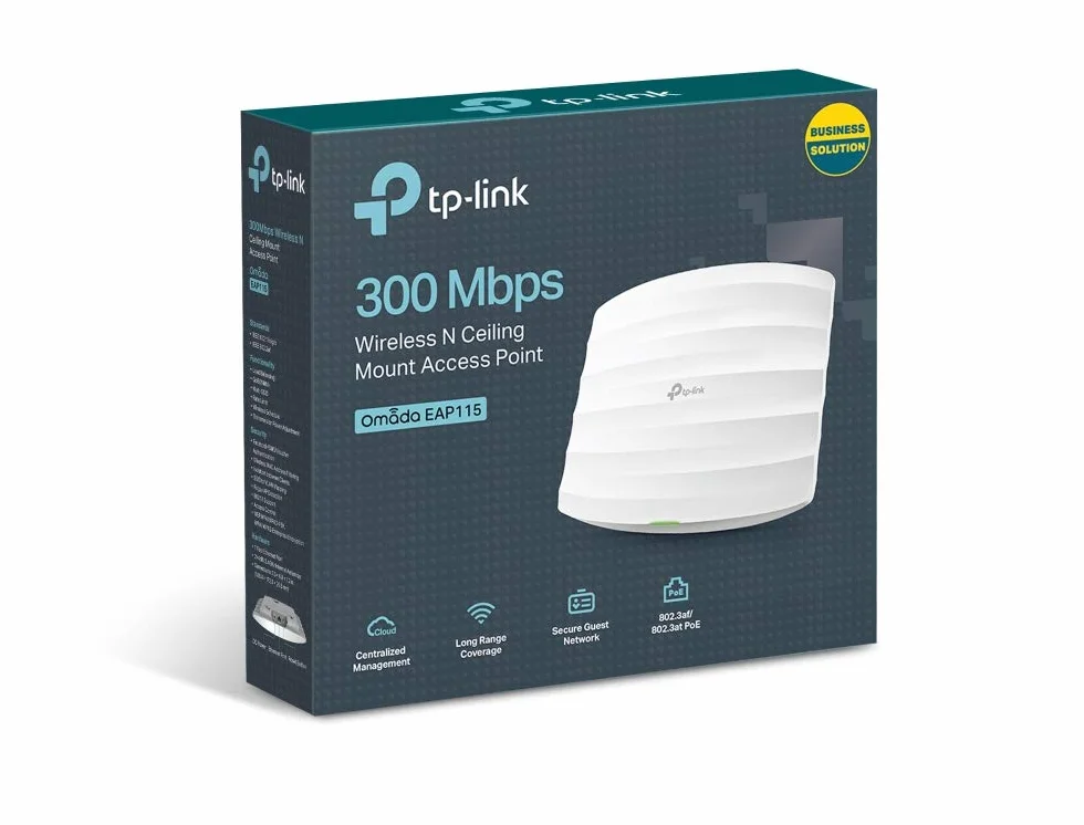 TP-LINK EAP115 V4TP-Link N300 Punto de Acceso inalámbrico – PoE de Suministro eléctrico, Software de gestión Gratuita, Portal Gratuito de Registro en Facebook/SMS (EAP115), Blanco