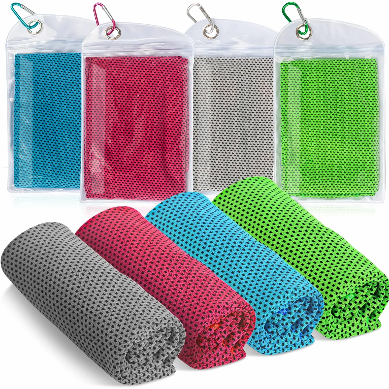 Toallas de enfriamiento de secado rápido, juego de 4, 30 x 100 cm, para fitness deportes