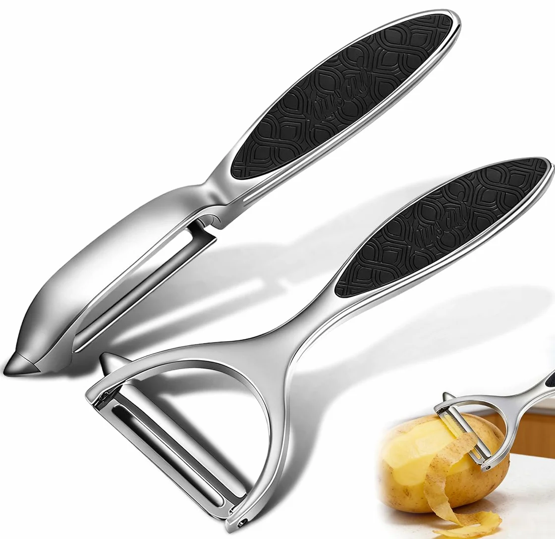 Pelador de Verduras Acero Inoxidable, Cuchilla Giratoria Mango Ergonómico