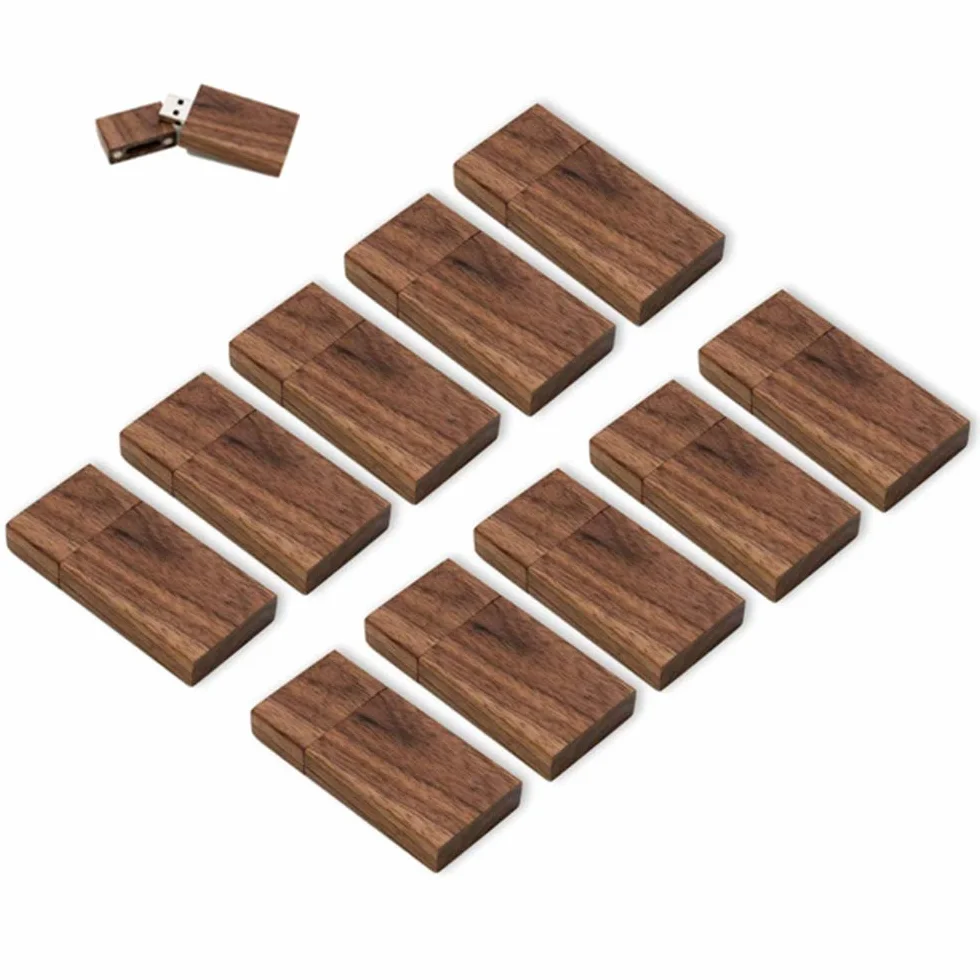 10 unidades USB 2.0 de 2GB, unidades flash a granel Anloter de madera USB Flash Drive Pack de memoria de nogal para almacenamiento de fecha de alta velocidad 2.0 (2 GB, 10 unidades de madera de nogal)
