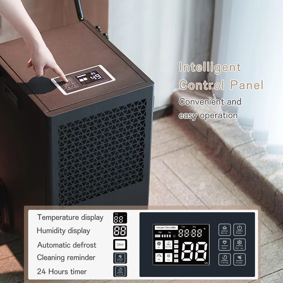 Deshumificadores de Humedad Profesional 70L/Día Deshumidificador Electrico Control Automático Temporizador 24h