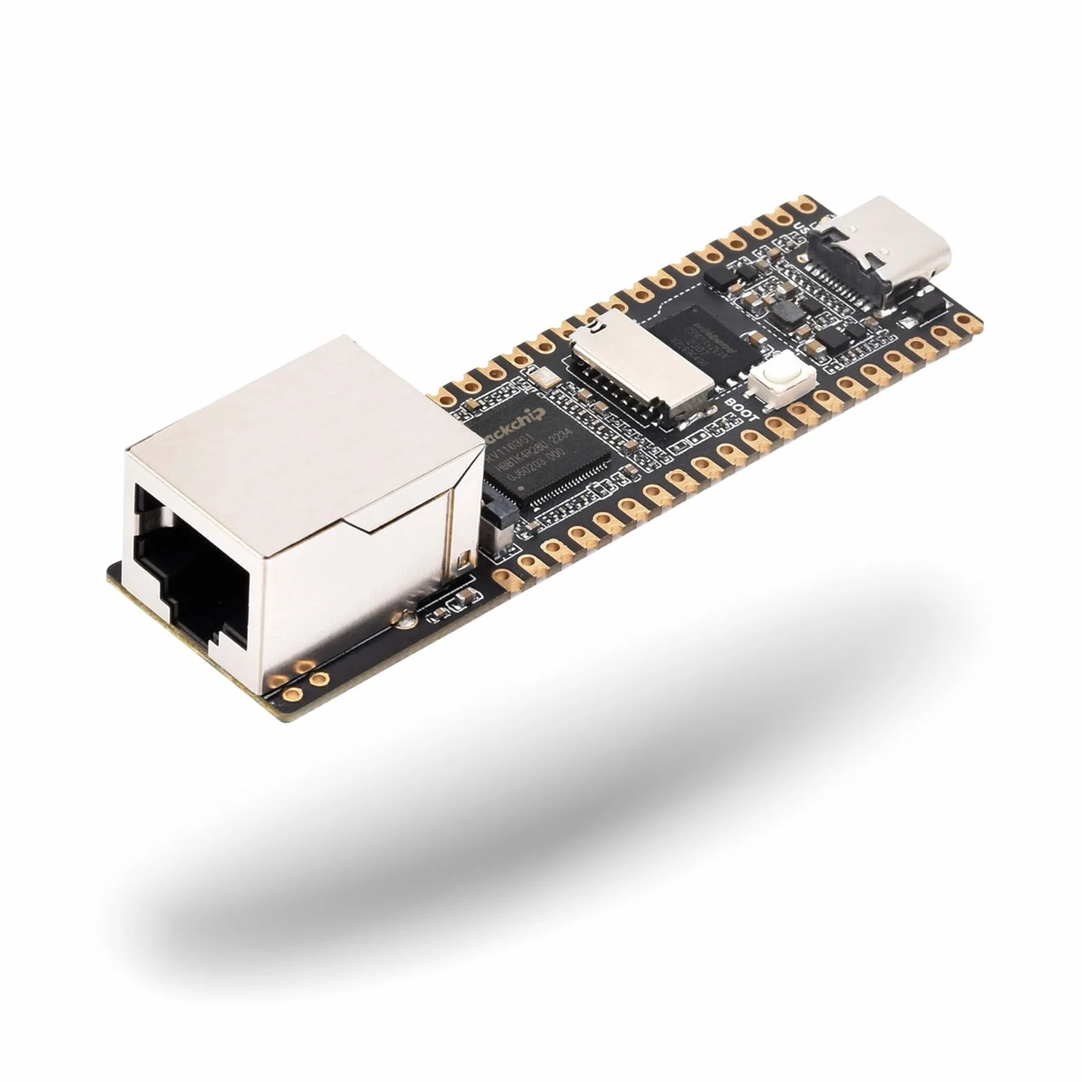 LUCKFOX-Pico-Plus with Ethernet Port -RV1103 Linux Micro Development Board,with Arm Cortex-A7/RISC-V MCU/NPU/ISP,16Bit DRAM DDR2,Support GPIO,UART,SPI,I2C,USB,with Camera Interface&Micro TF Card Slot