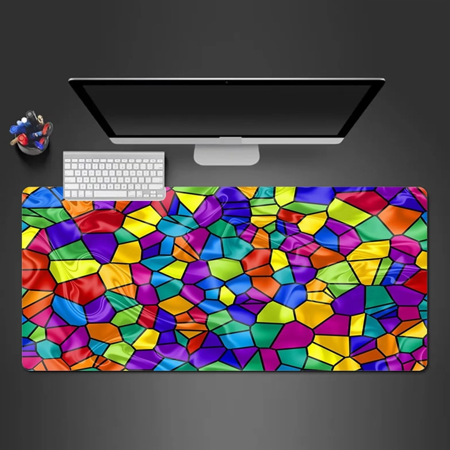 Alfombrilla Raton Gaming XXL 1200x600x2cm Alfombrilla de Ratón Grande Alfombrilla Gaming de Escritorio con Base Antideslizante para Gamers PC y Portátil (Geometría Azul)