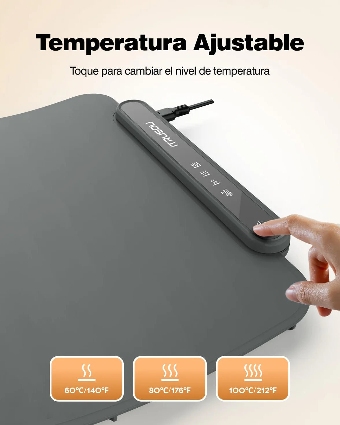 iTRUSOU Bandeja Calefactora Eléctrica, Placa Calentadora Silicona Portátil Plegable, Temperatura Ajustable