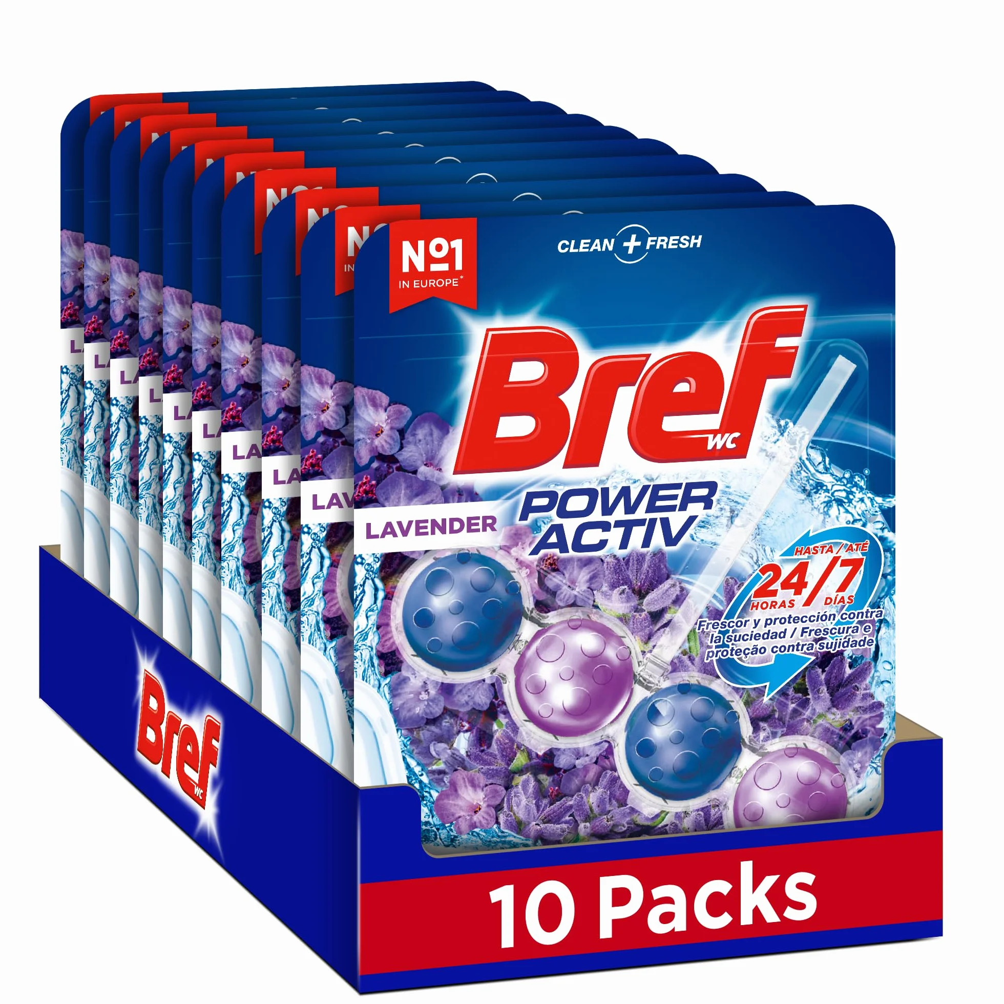 Bref Power Activ Lavanda Cesta WC Limpiador Baño Antical Pack 10 Unidades