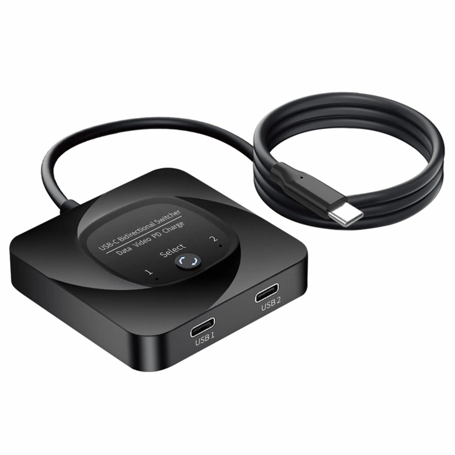VBESTLIFE Selector de Interruptor USB C, Interruptor USB C Bidireccional 2 en 1 Salida, 8K a 60 Hz Adaptador de Interruptor USB para Monitor, Interruptor de un Botón, Indicador de Alimentación