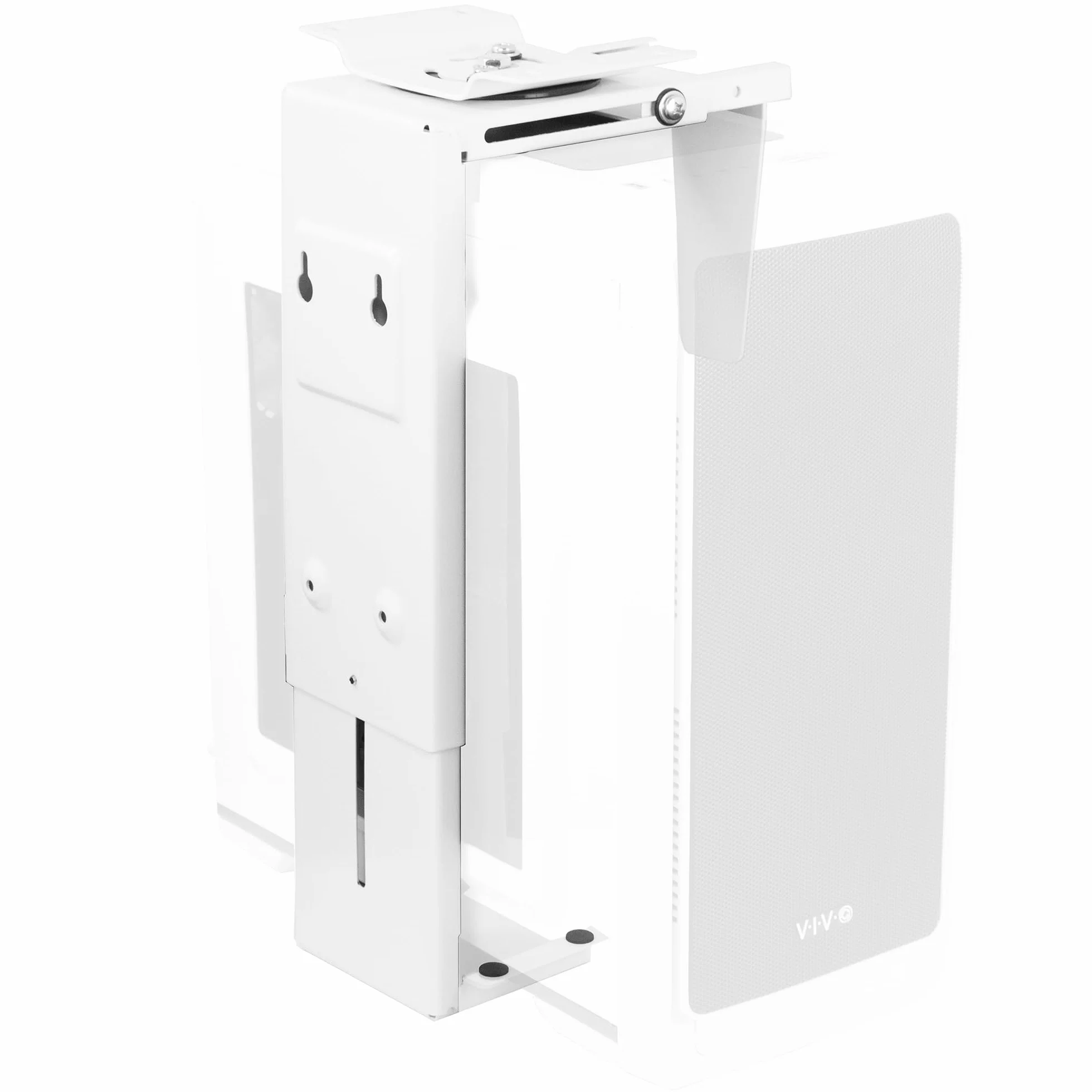 VIVO Mount-PC01W - Soporte Ajustable Debajo del Escritorio y Pared para PC de 3.5 a 7.8 Pulgadas de Ancho, Soporte de CPU con Giro y Bloqueo Seguro, Blanco, MOUNT-PC01W