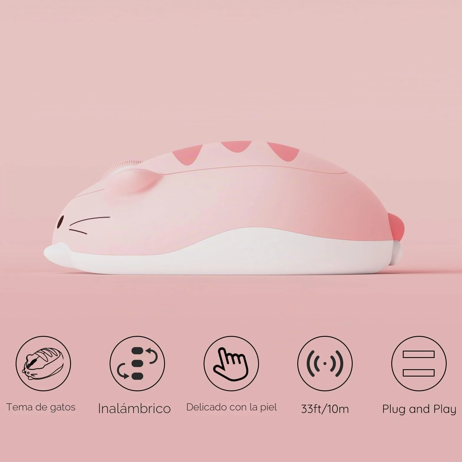 Akko Ratón Inalámbrico Gato Rosa Bluetooth Clic Silencioso Tri-Mode 3200 dpi | Lindo ratón gato, clic silencioso, Bluetooth 3.0/5.0 y receptor inalámbrico USB-A para ordenador portátil y escritorio