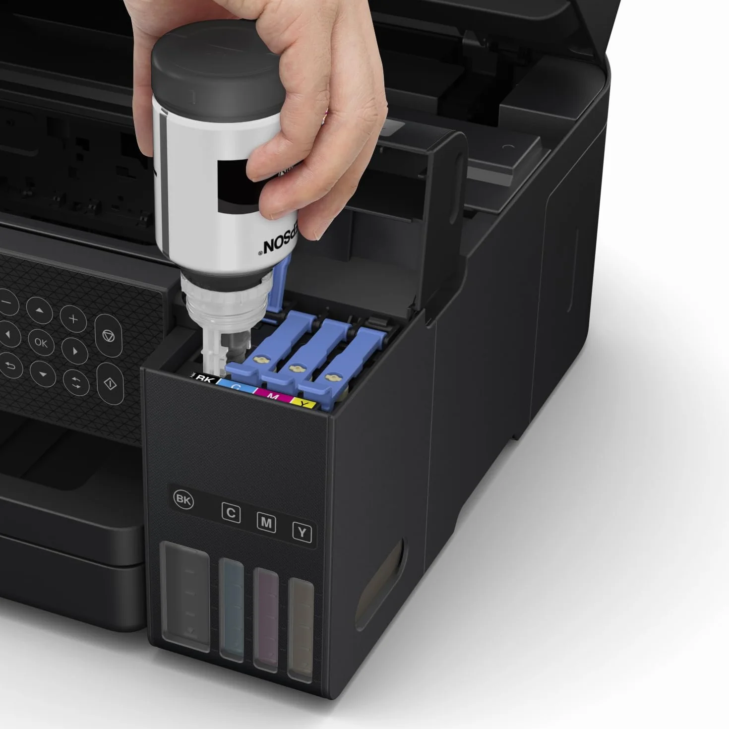 Epson EcoTank ET-3850, Impresora WiFi A4 Multifunción 3en1 con Depósito Tinta Recargable, Impresión Doble Cara (Dúplex), Alimentador Documentos (ADF), Pantalla LCD, Bandeja Frontal, Mobile Printing
