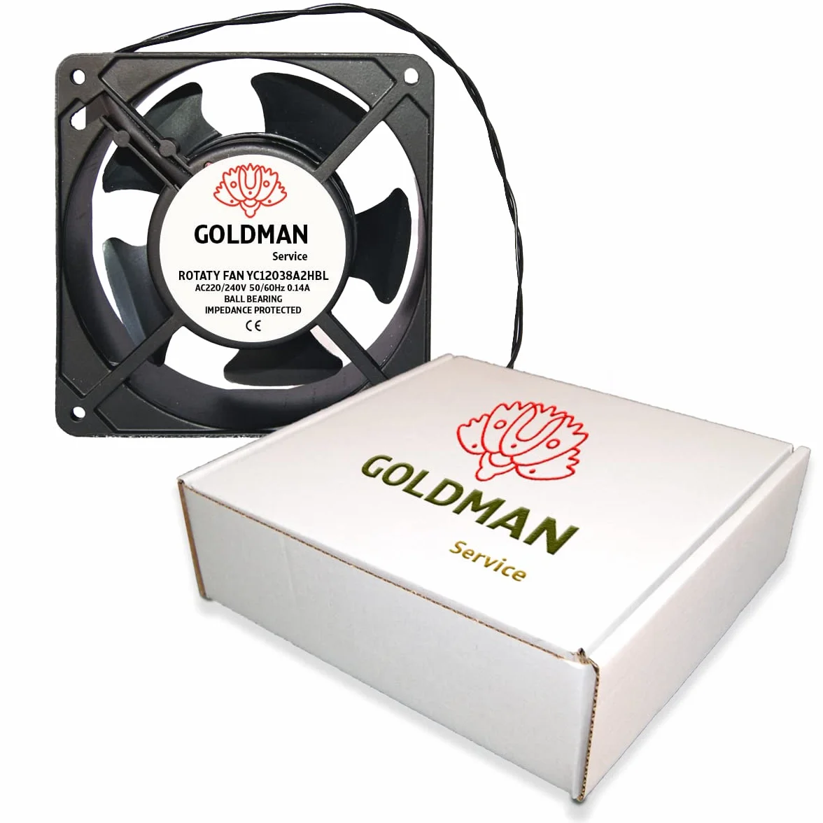 GOLDMAN SERVICE Ventilador fan Axial de refrigeración 120 x 120 x 38 mm - extractor de aire para enfriamiento de máquinas y circulación de aire (23W)