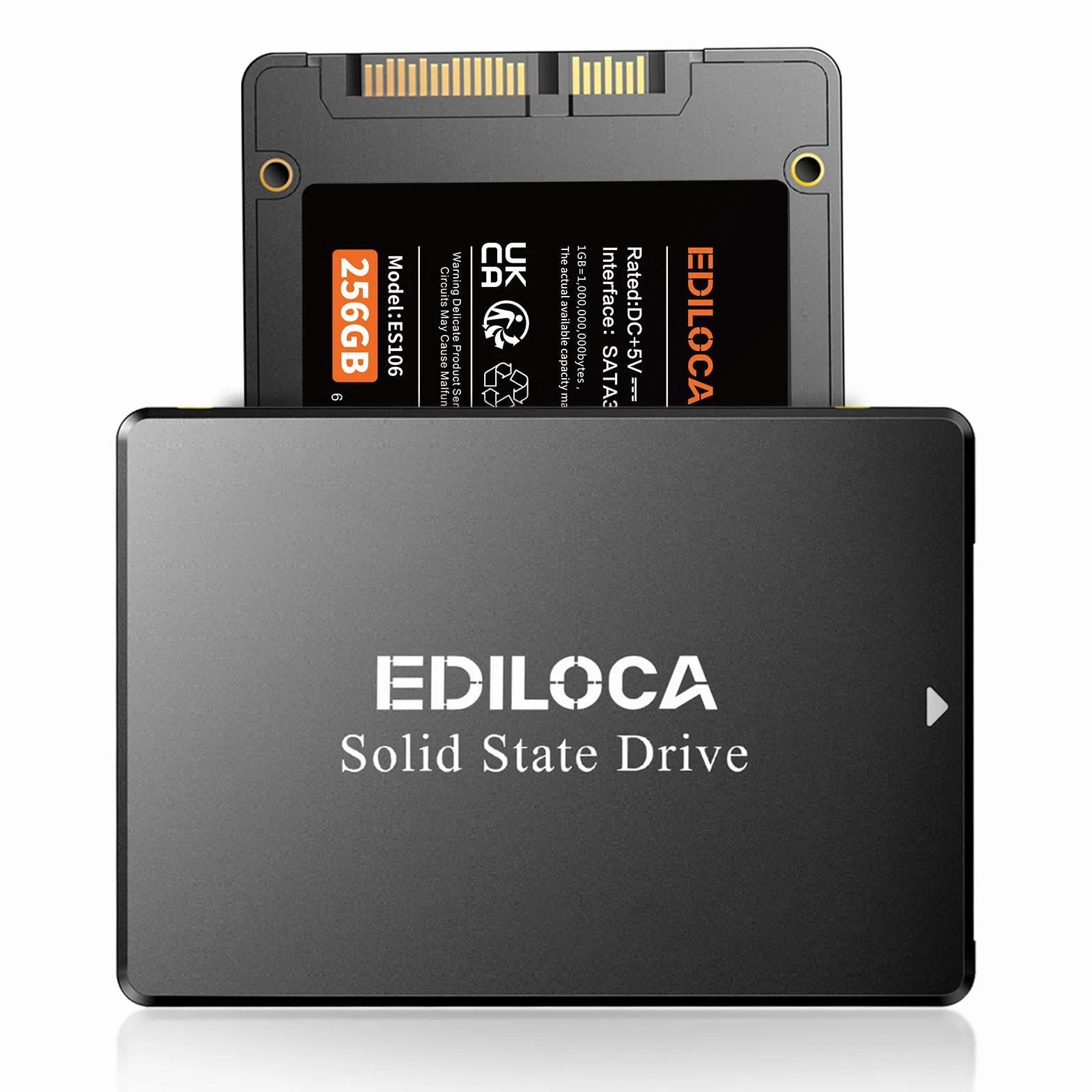 Ediloca ES106 - Disco Duro Interno SSD SATA III de 256 GB 3D TLC NAND Flash de 2.5 Pulgadas, hasta 550 MB/s de Lectura, actualización de Memoria y Almacenamiento de PC o portátil (Negro)