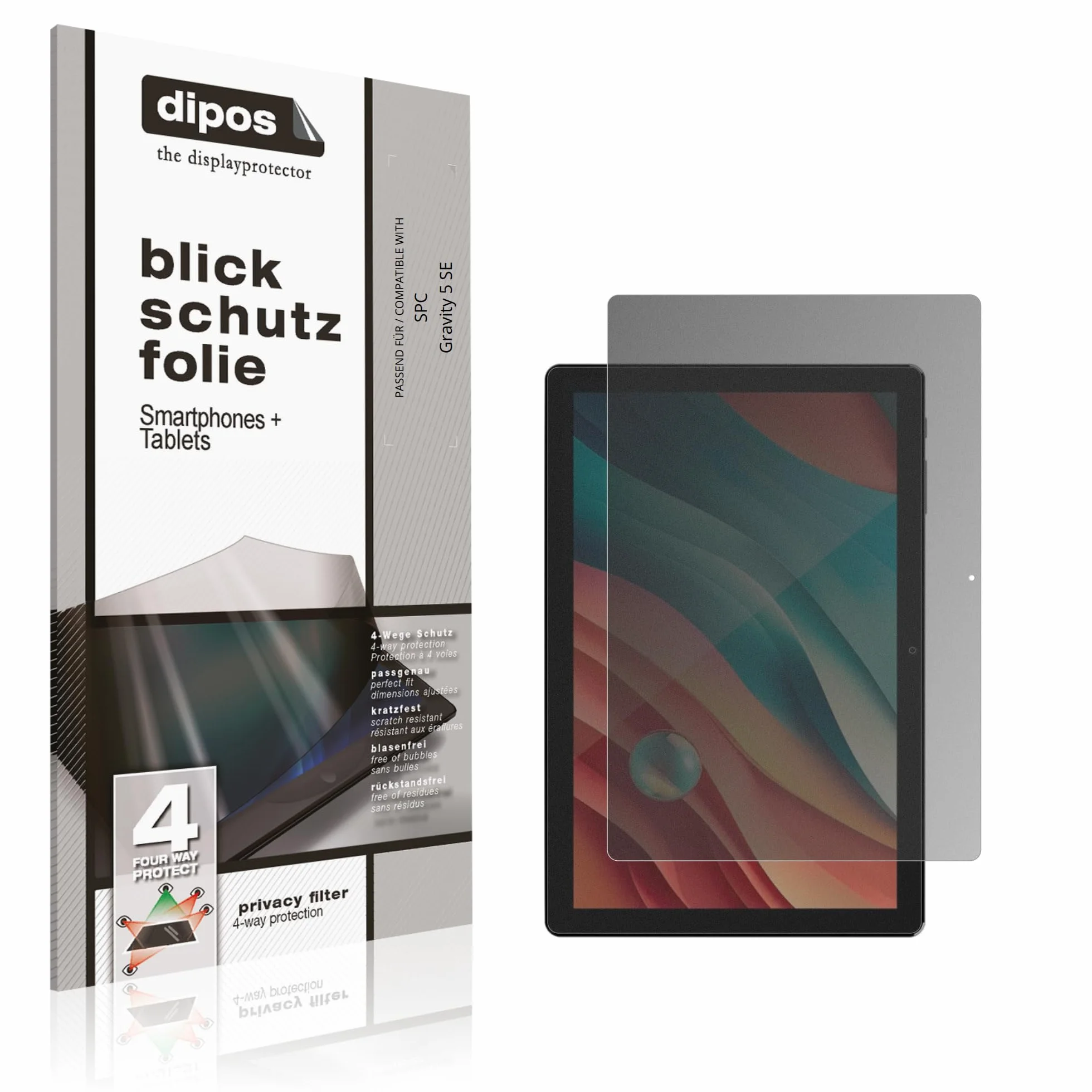 dipos Protector de Pantalla Antiespía para SPC Gravity 5 SE | Película protectora mate, filtro de privacidad 4 vías, ajuste perfecto, antiarañazos, sin burbujas, autoadhesivo