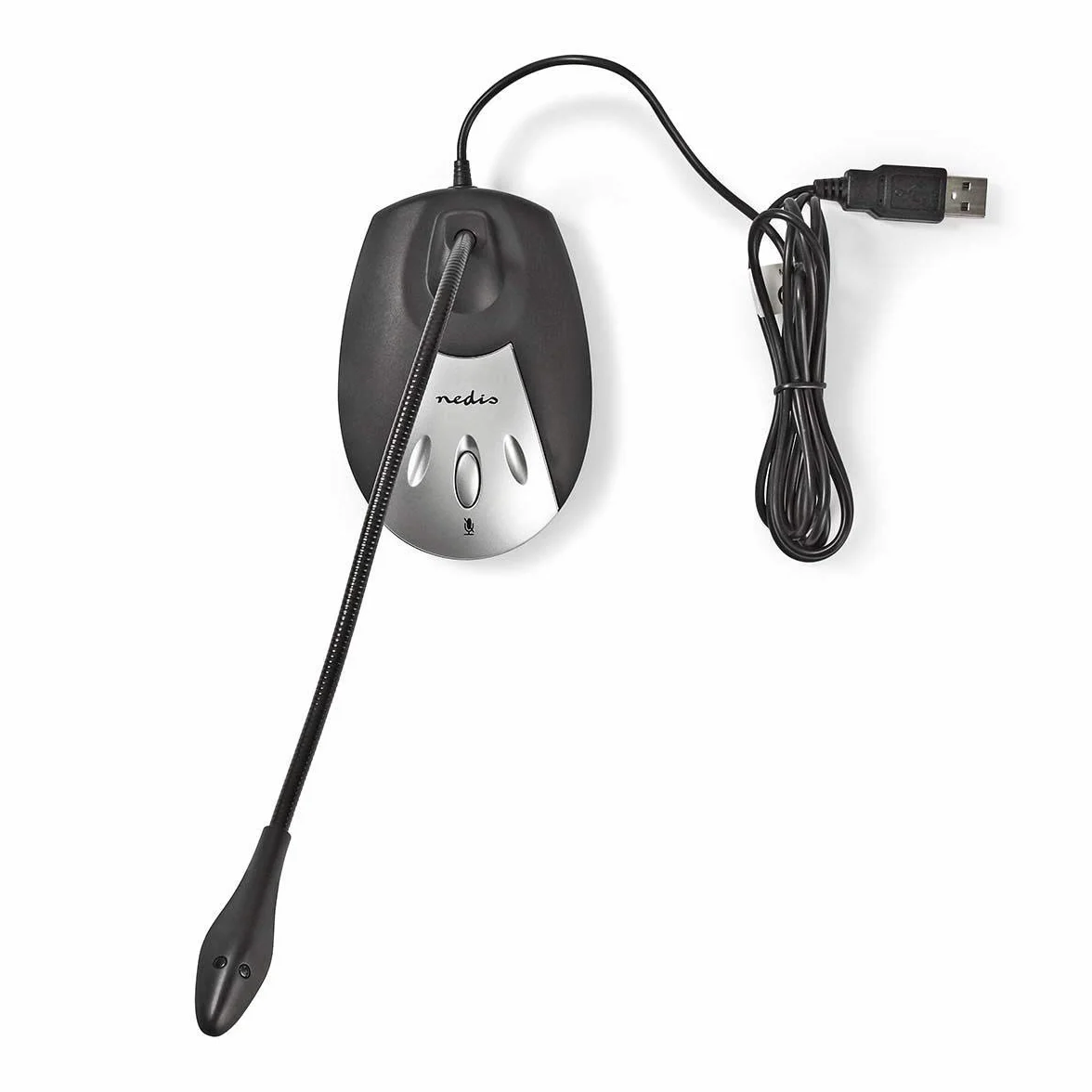 Nedis Microfono con Cable USB N egro/Gris