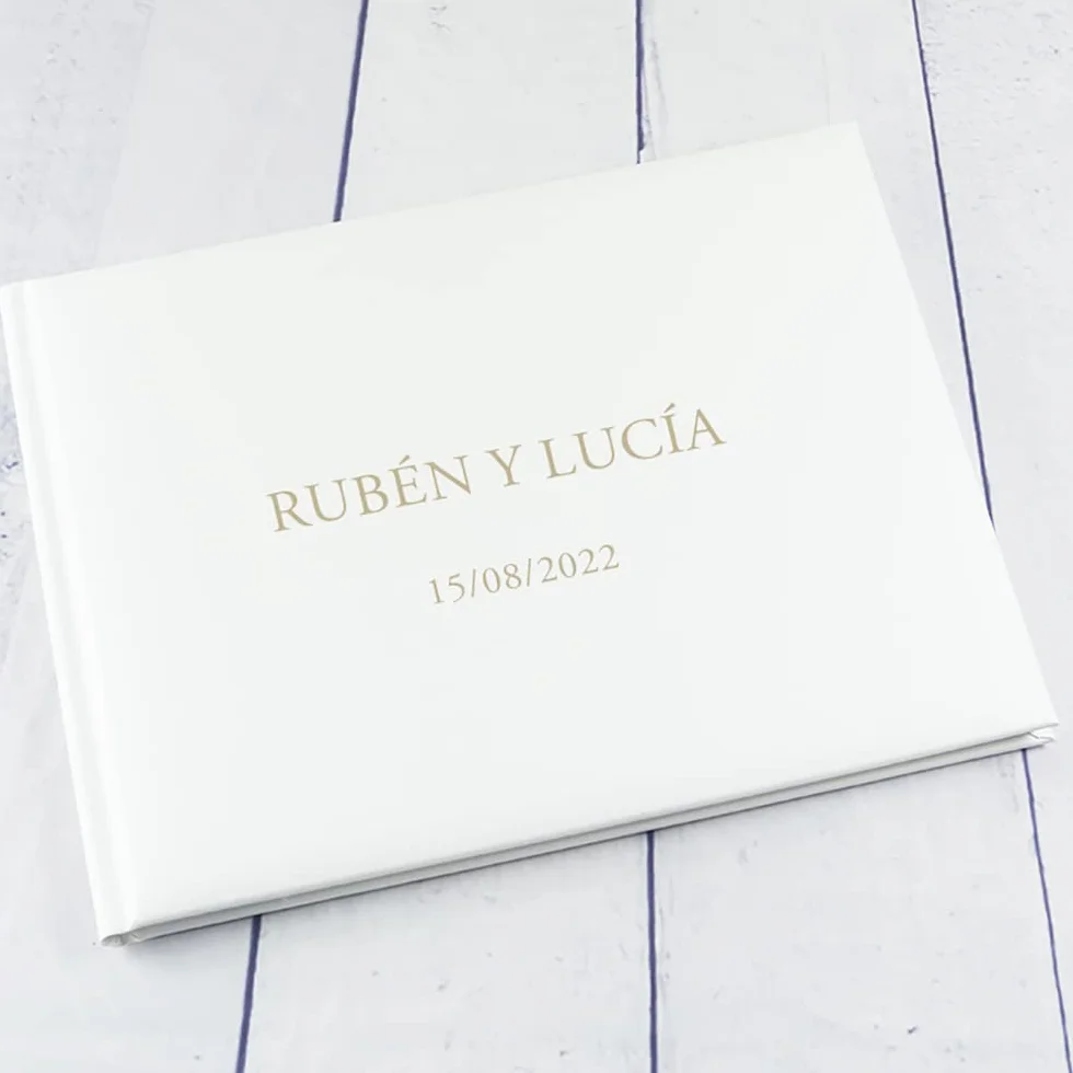 Álbum Personalizado para Libro de Firmas | Cubierta Rígida Blanca | Libro de Visitas para Bodas | 27 x 21 cm | 40 Páginas