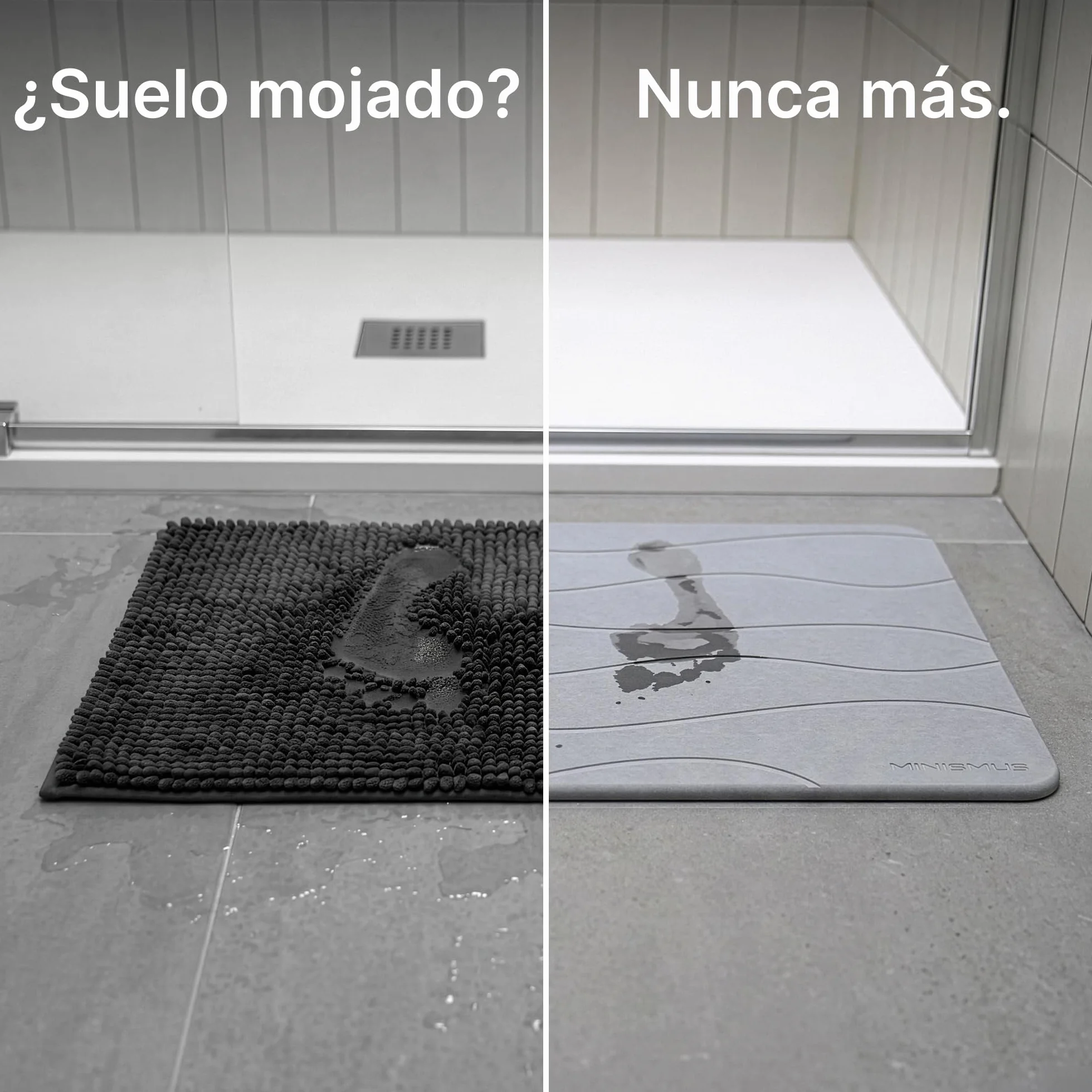 Alfombrilla de baño de Piedra de diatomita Gris Claro 60x40cm