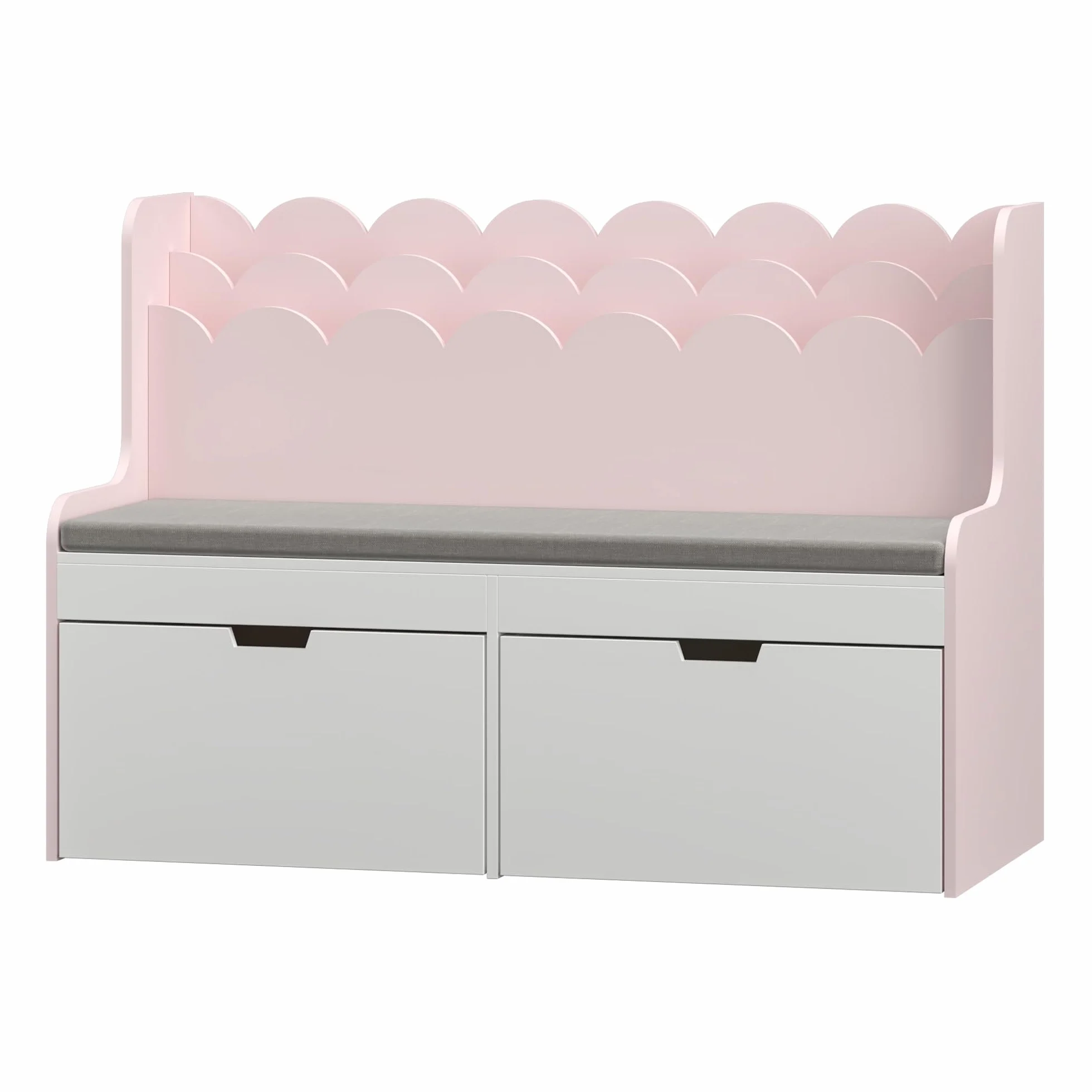 Vestnes Banco Infantil con Cajones Organizador Zapatero para Niños Cojín 100 x 45 x 70 cm Rosa/Blanco