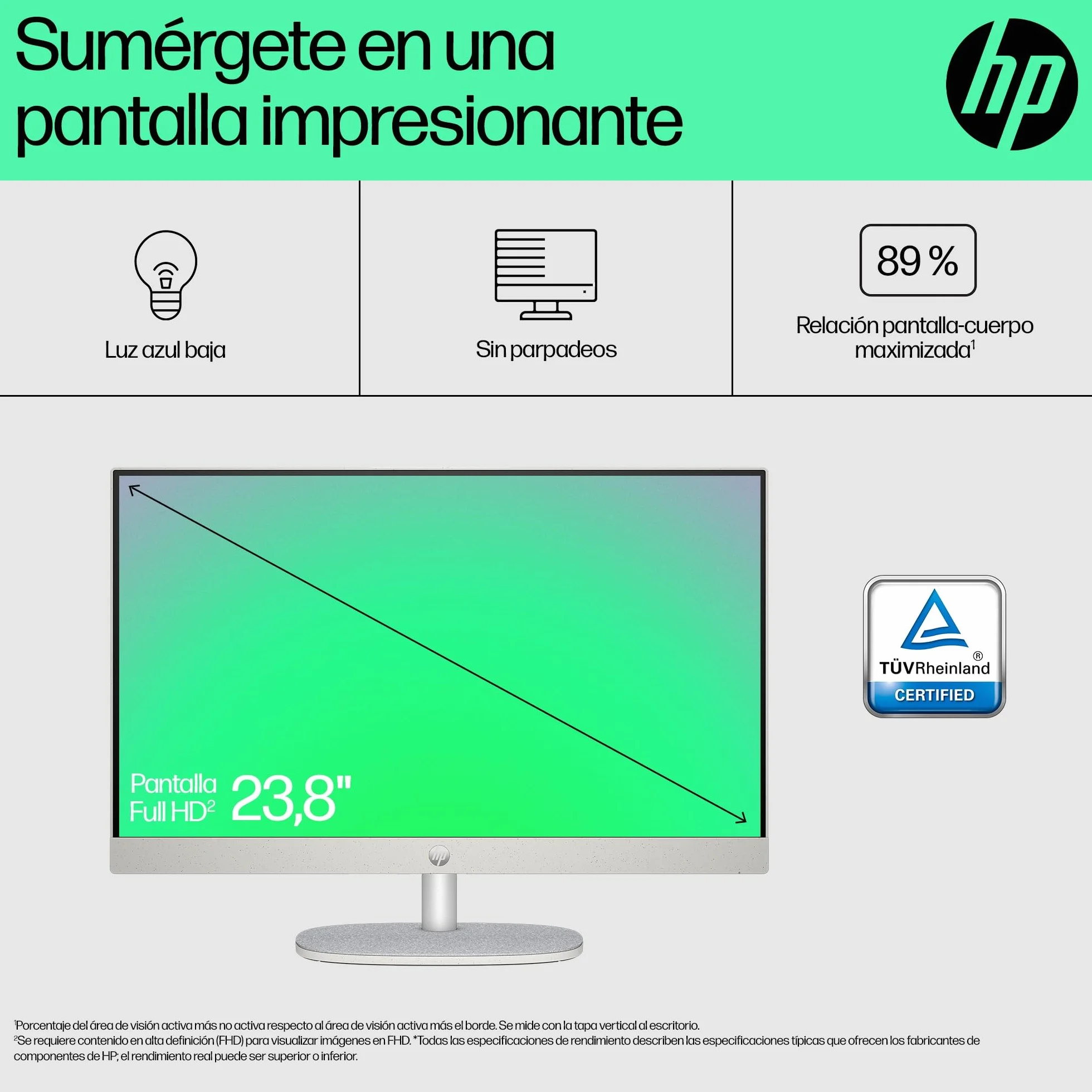 HP All-in-One 24-cr0007ss - Ordenador de sobremesa 23,8" Full HD con cámara, Teclado y ratón inalámbricos (AMD Ryzen 5 7520U, 16GB RAM, 512GB SSD, AMD Radeon Graphics, Windows 11 Home) Blanco
