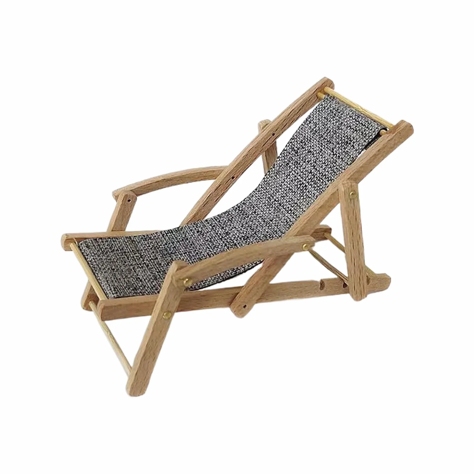 Mini Silla de Playa de Madera, Tumbona Miniatura para Decoración de Casa de Muñecas