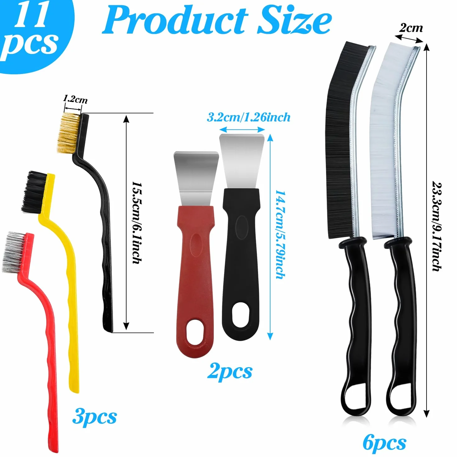 Cepillo de Limpieza de Grietas 11 Piezas Multifuncional para Juntas Ventanas Baños Cocina