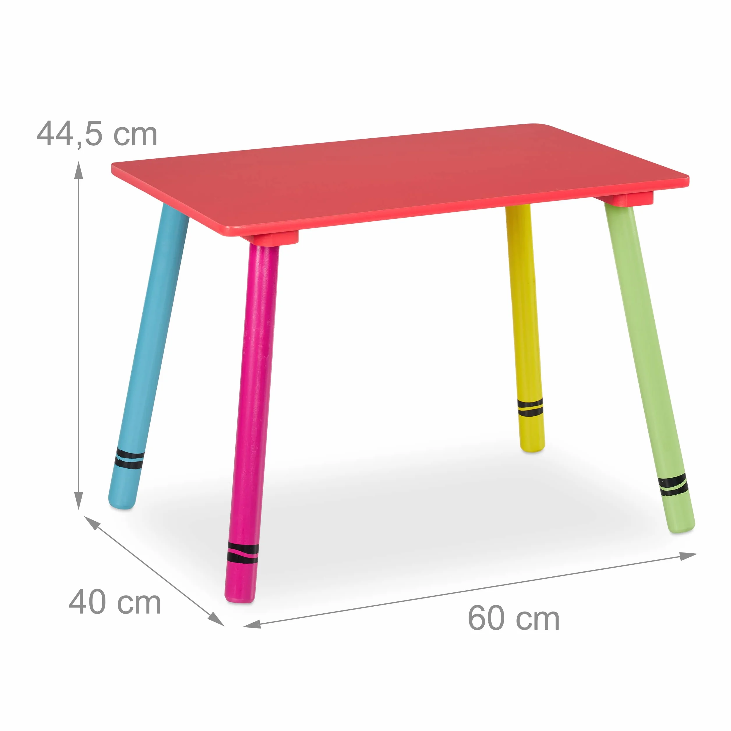 Relaxdays Mesa y Sillas Infantiles Crayones 2 Asientos MDF Madera Multicolor