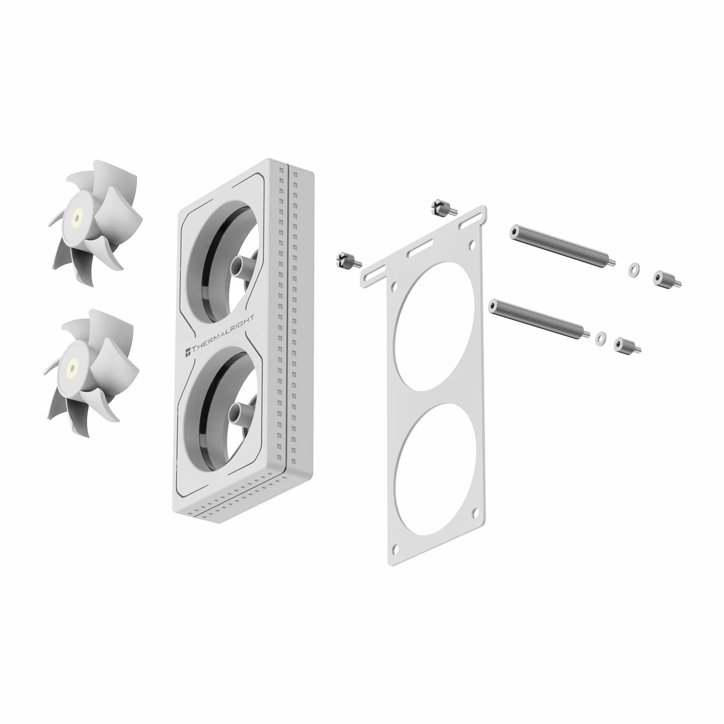 Thermalright MC-2 ARGB White Memory Cooler, ventilador dual con diseño PWM de 3200 rpm, enfriador RAM silencioso, flujo de aire de 16,17 CFM para kits de RAM DDR5/DDR4 de escritorio (blanco)