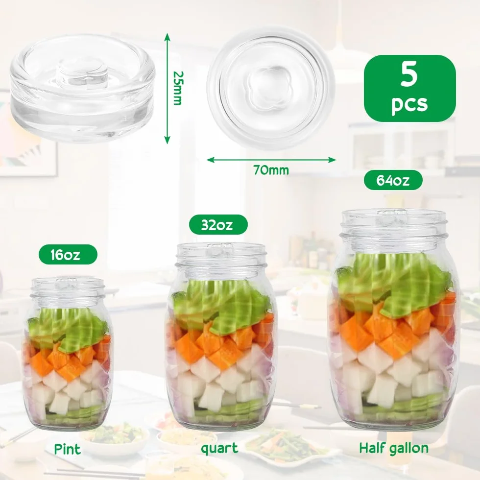 5 Piezas Pesos de Fermentación de Vidrio 7cm para Chucrut Kimchi Kéfir Encurtidos Pepinos