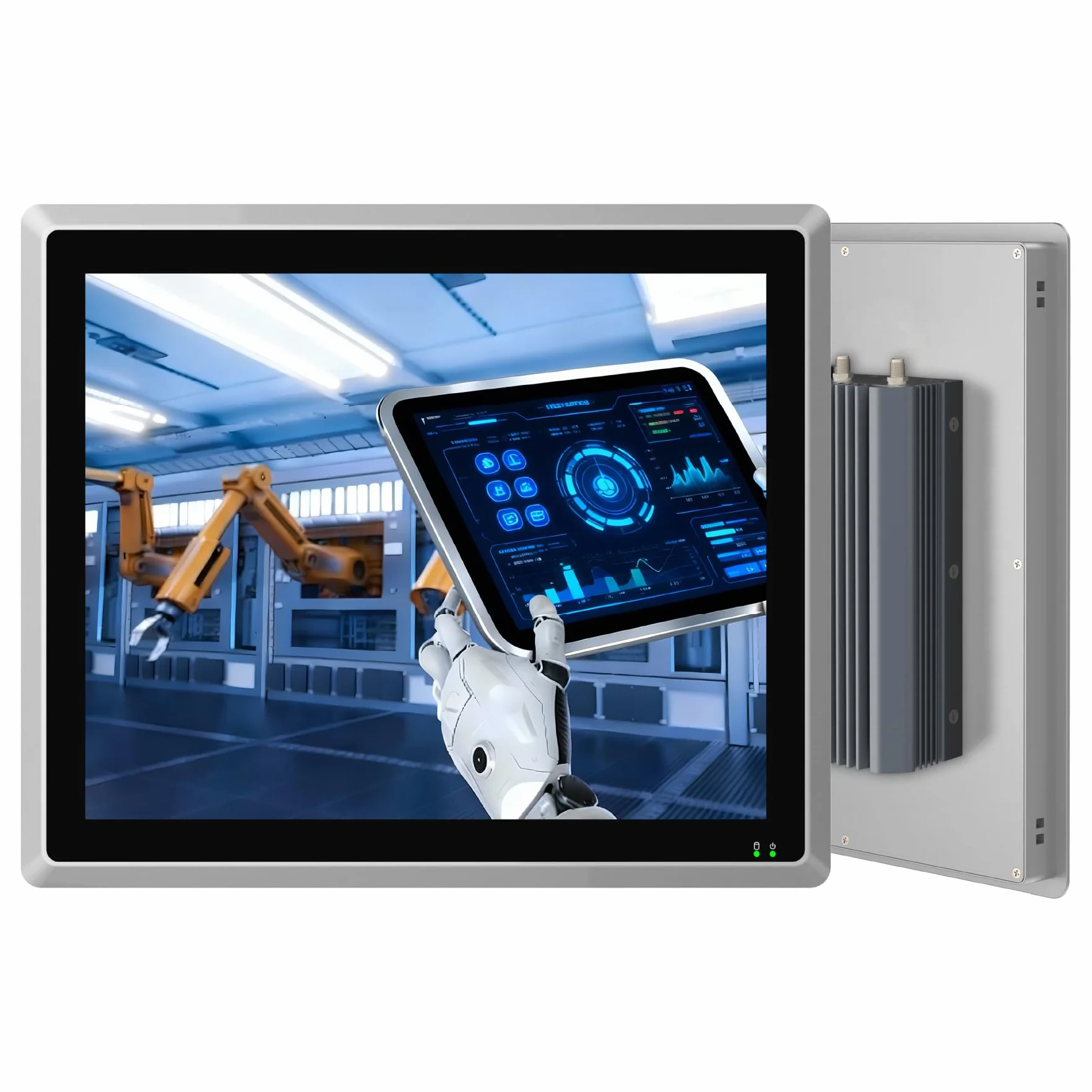Panel PC Industrial Integrado de 15",Todo en uno,Táctil Capacitiva,sin Ventilador,IP65,Windows 11 Pro,Encendido automático,2×LAN,HDMI,6×USB,2×RS485,4×RS232 (i7-10710U,16 GB RAM,256 GB SSD)