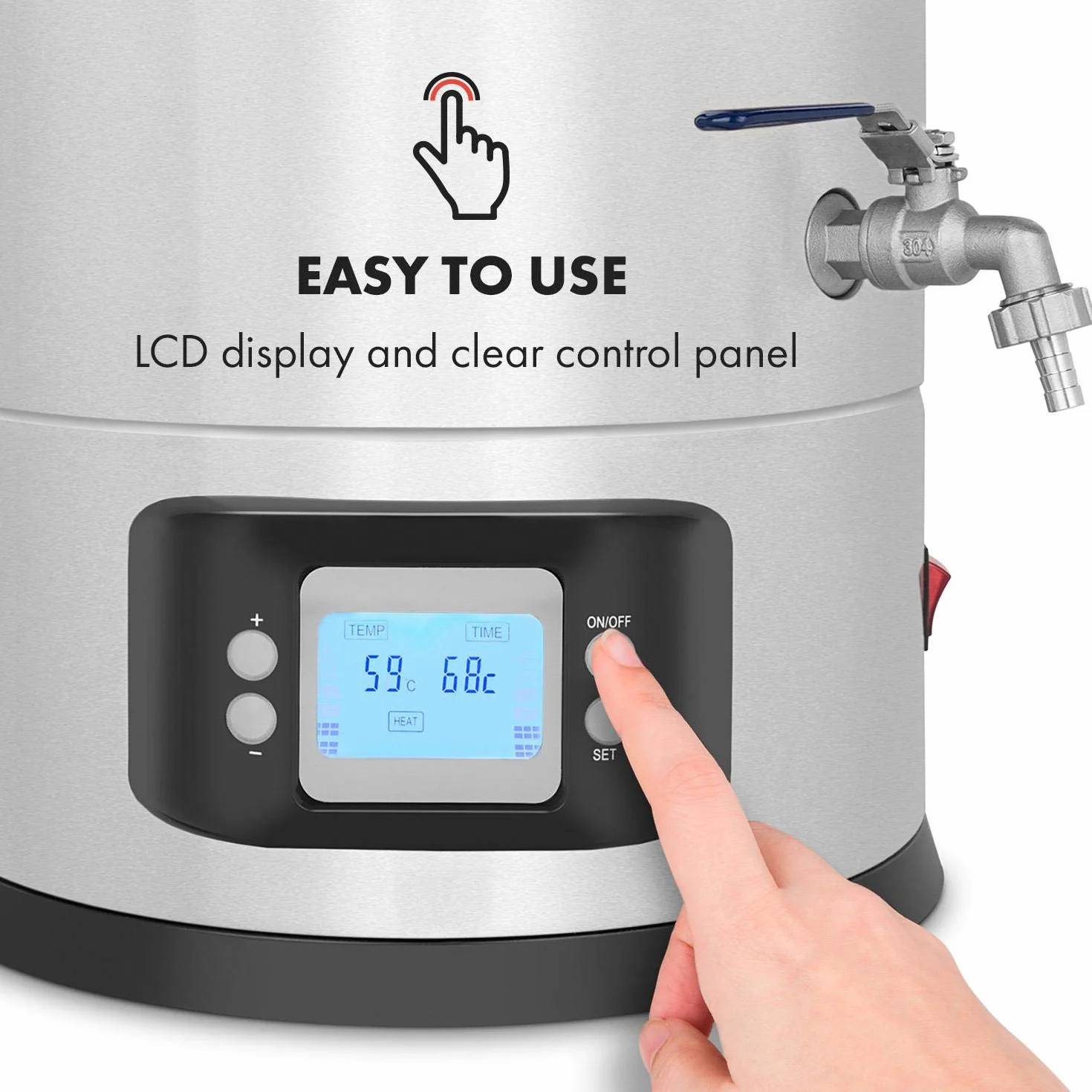 Klarstein Maischfest Caldera Máquina Cerveza Artesanal 30L 1500/3000W Acero 304 5 Piezas Gris