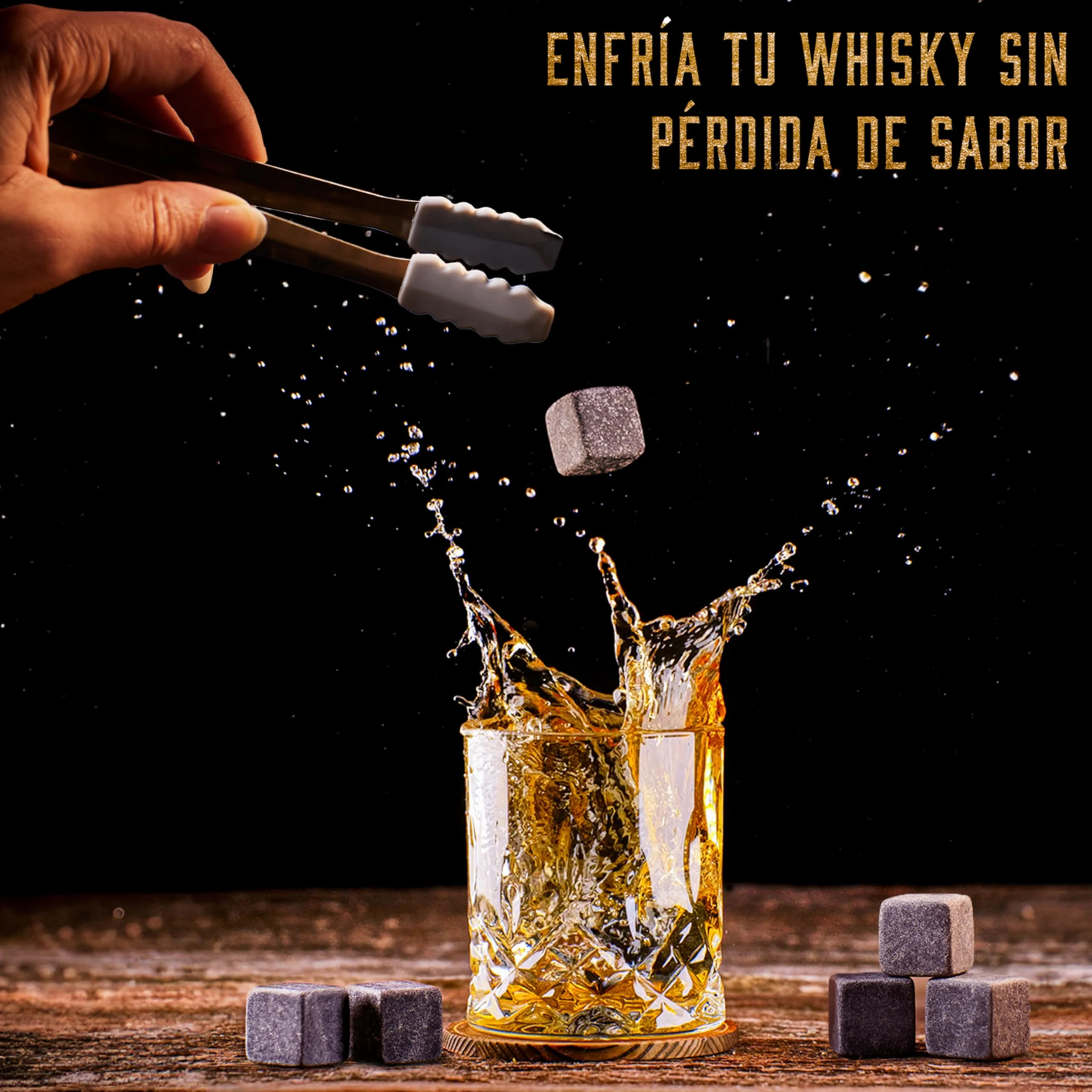 Whisiskey Set de Vasos de Whisky 310ML con Cubitos Hielo Accesorios