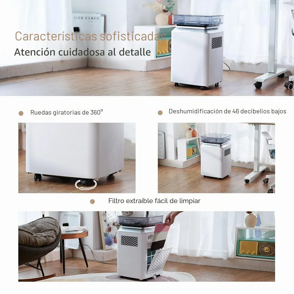 Kalopsia Deshumidificador Eléctrico 80L/Día Automático 8L Bomba 5M Silencioso 46dB 170m² Secado Ropa