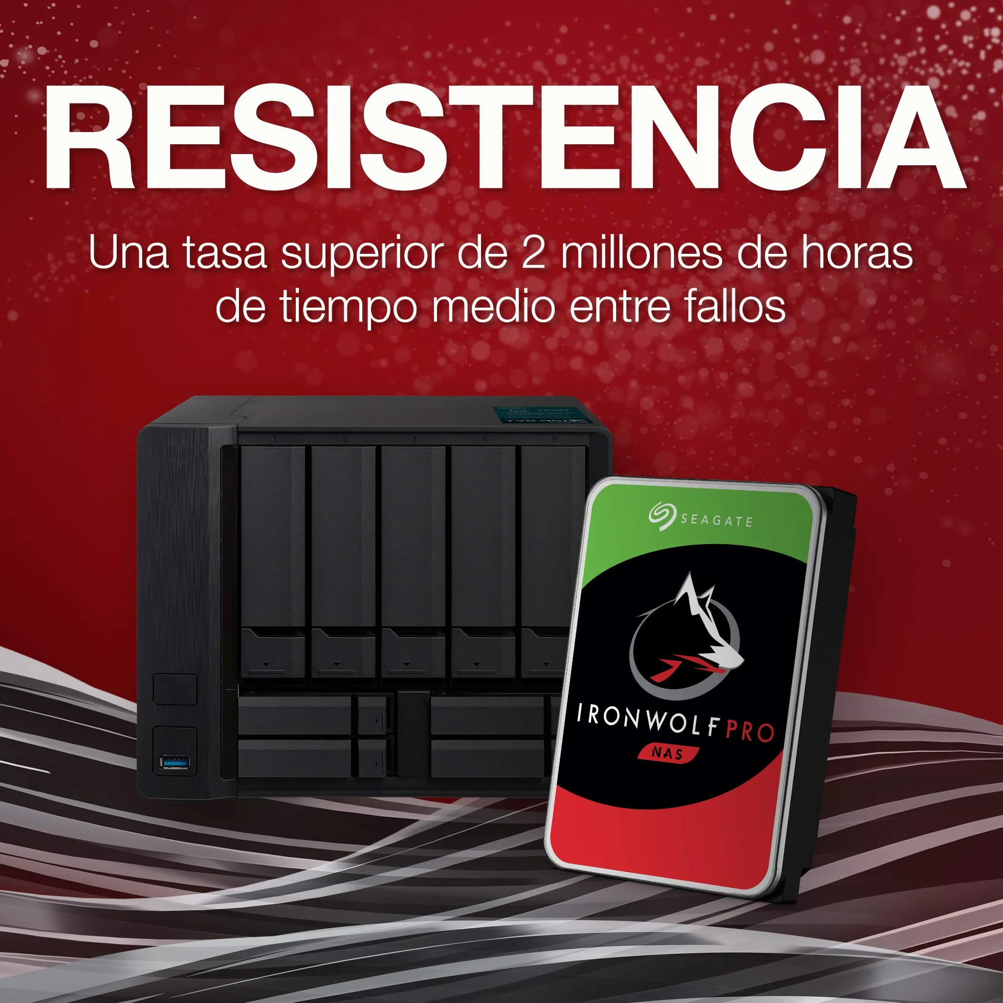 Seagate IronWolf Pro, 16TB, NAS, Disco duro interno, HDD, CMR 3,5" SATA 6GB/s, caché 256 MB, almacenamiento RAID, 3 años Rescue Services (ST16000NE000)