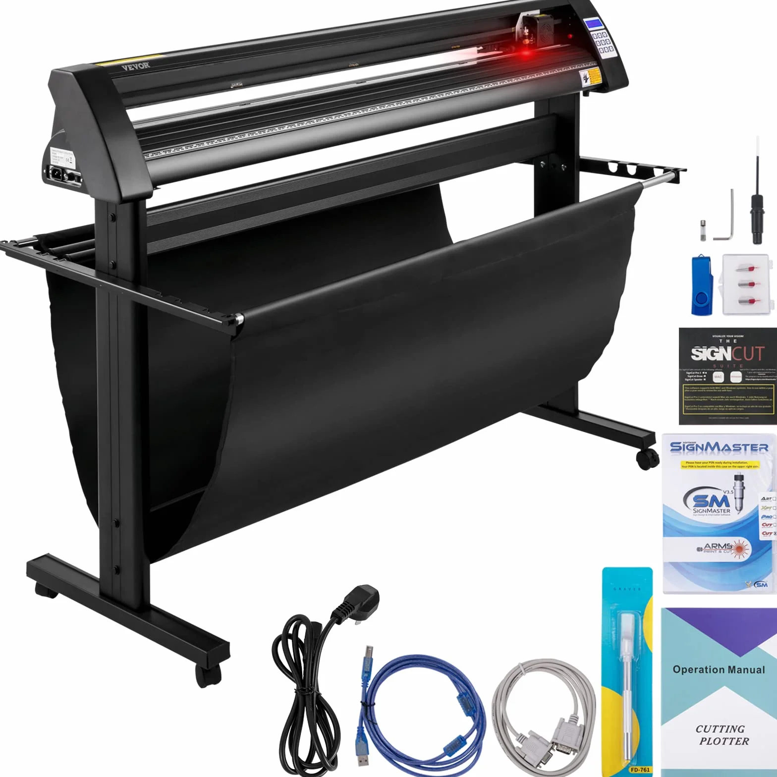 VEVOR Plotter de Corte Posicionamiento Semiautomático de 1350 mm Impresora Cortador de Vinilo 15-800 mm/s Plotter de Corte de Vinilo CA 85-264V Vinilo Cortador Letrero Signcut Impresora Vinilo, Negro
