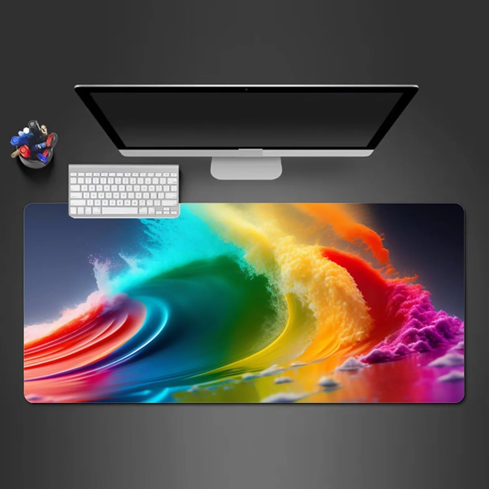 Alfombrilla Raton Gaming XXL 1200x600x3cm Alfombrilla de Ratón Grande Alfombrilla Gaming de Escritorio con Base Antideslizante para Gamers PC y Portátil (Acuarela)