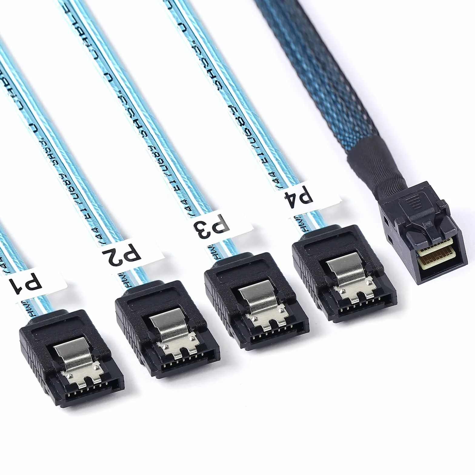 [Paquete de 2] AdcAudx Mini-SAS-HD SFF-8643 a SATA: 0.5M Mini-SAS HD a 4-SATA Forward-Breakout,8643-SAS Raid-Controller a SATA-Cable de controlador duro (1.6FT)