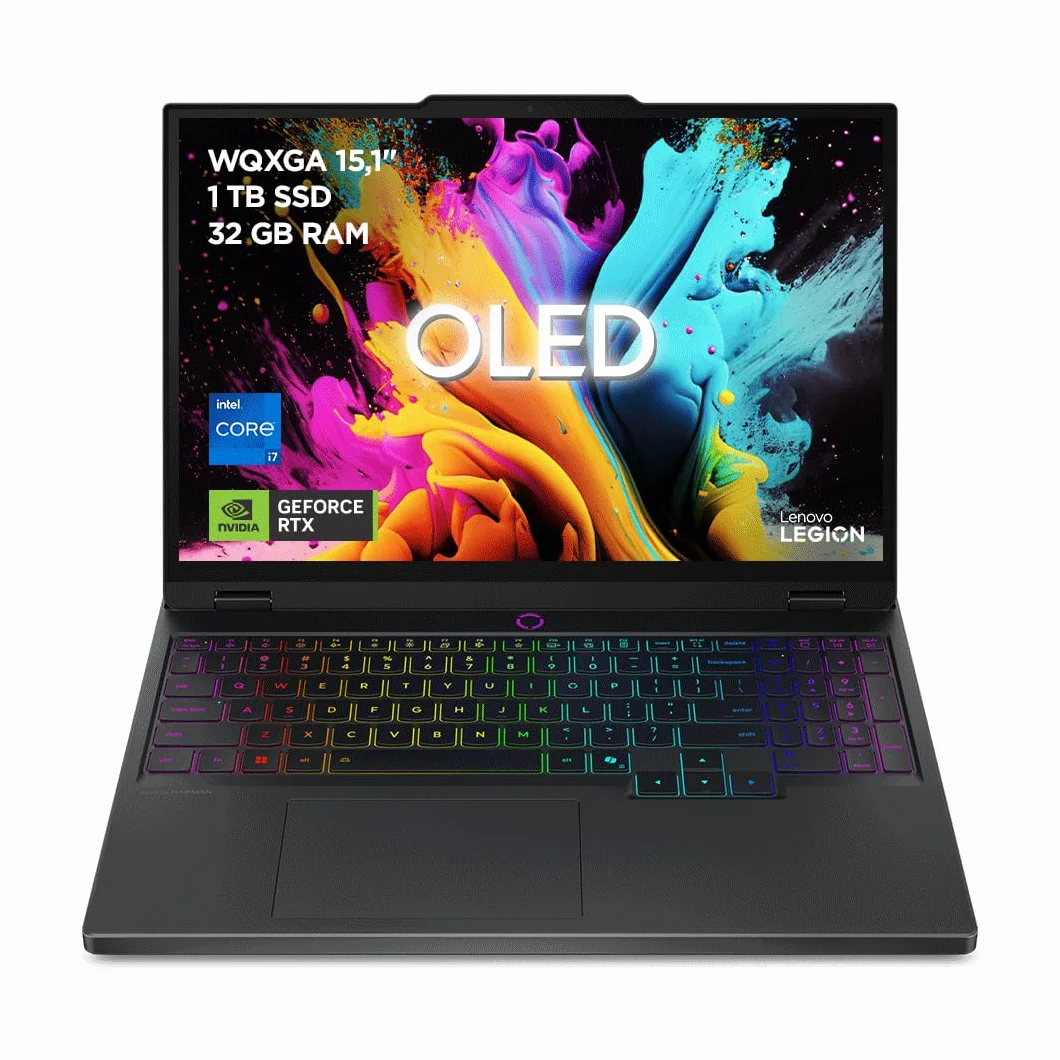 Lenovo Legion 5 Gen 10 - Portátil Gaming IA 15.1" OLED (Intel Core i7-13650HX, NVIDIA GeForce RTX 5060, 32GB RAM, 1TB SSD, 165Hz, Wi-Fi7, Sin Sistema Operativo) QWERTY RGB 24 Zonas Español - Negro
